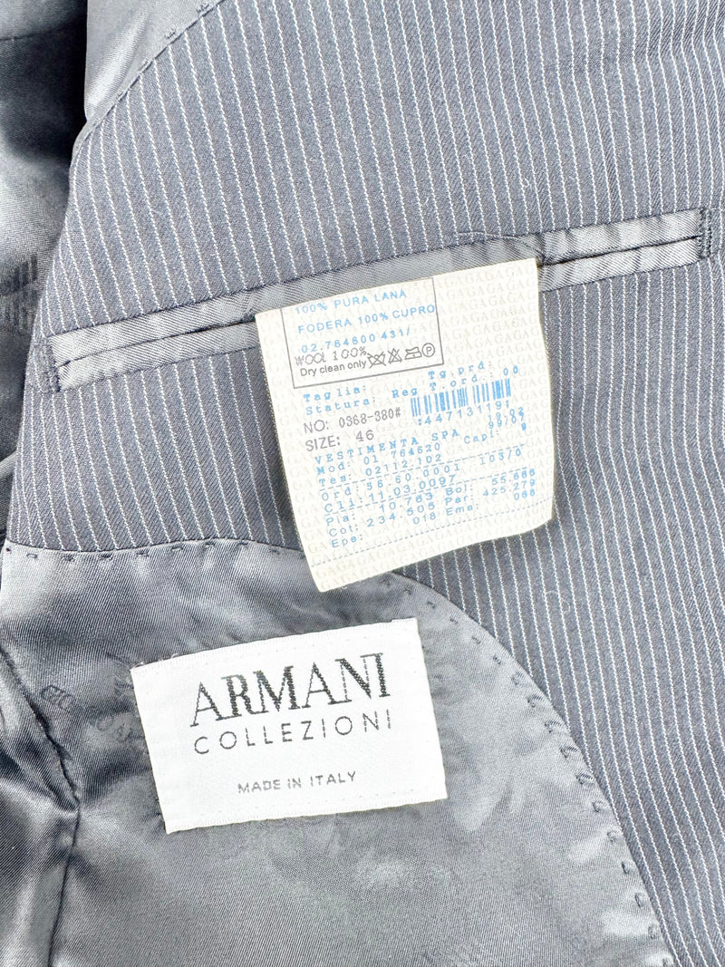 Giorgio Armani Blue Pinstriped Suit - 46 & 30