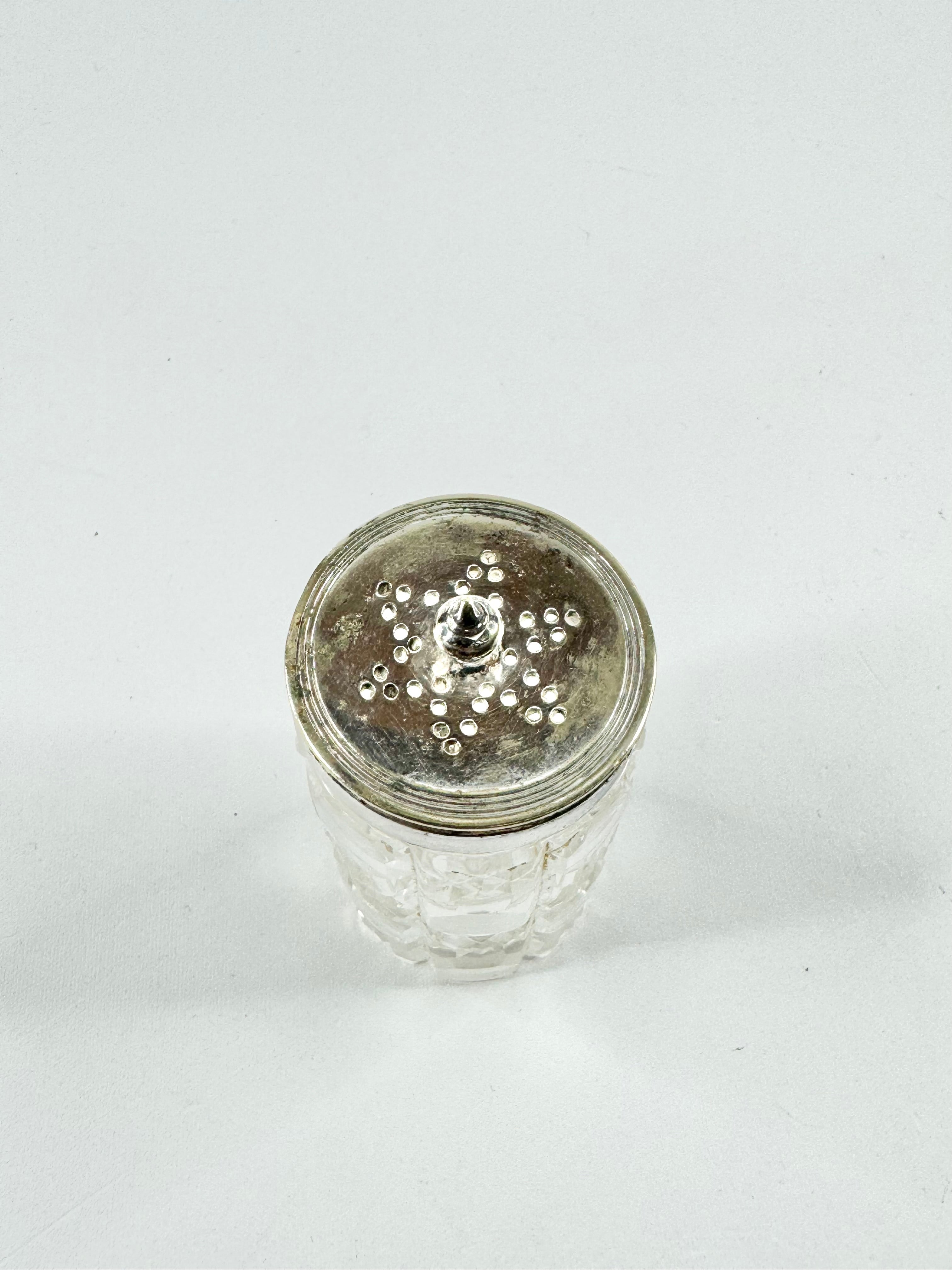 Antique Sterling Silver & Glass Condiments Set