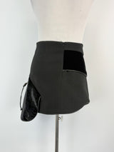 Christopher Esber Black Asymmetric-Velour Panel Mini Skirt - AU12