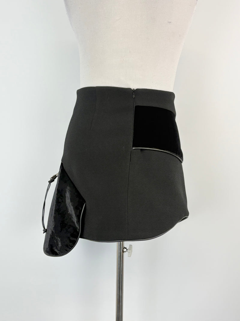 Christopher Esber Black Asymmetric-Velour Panel Mini Skirt - AU12