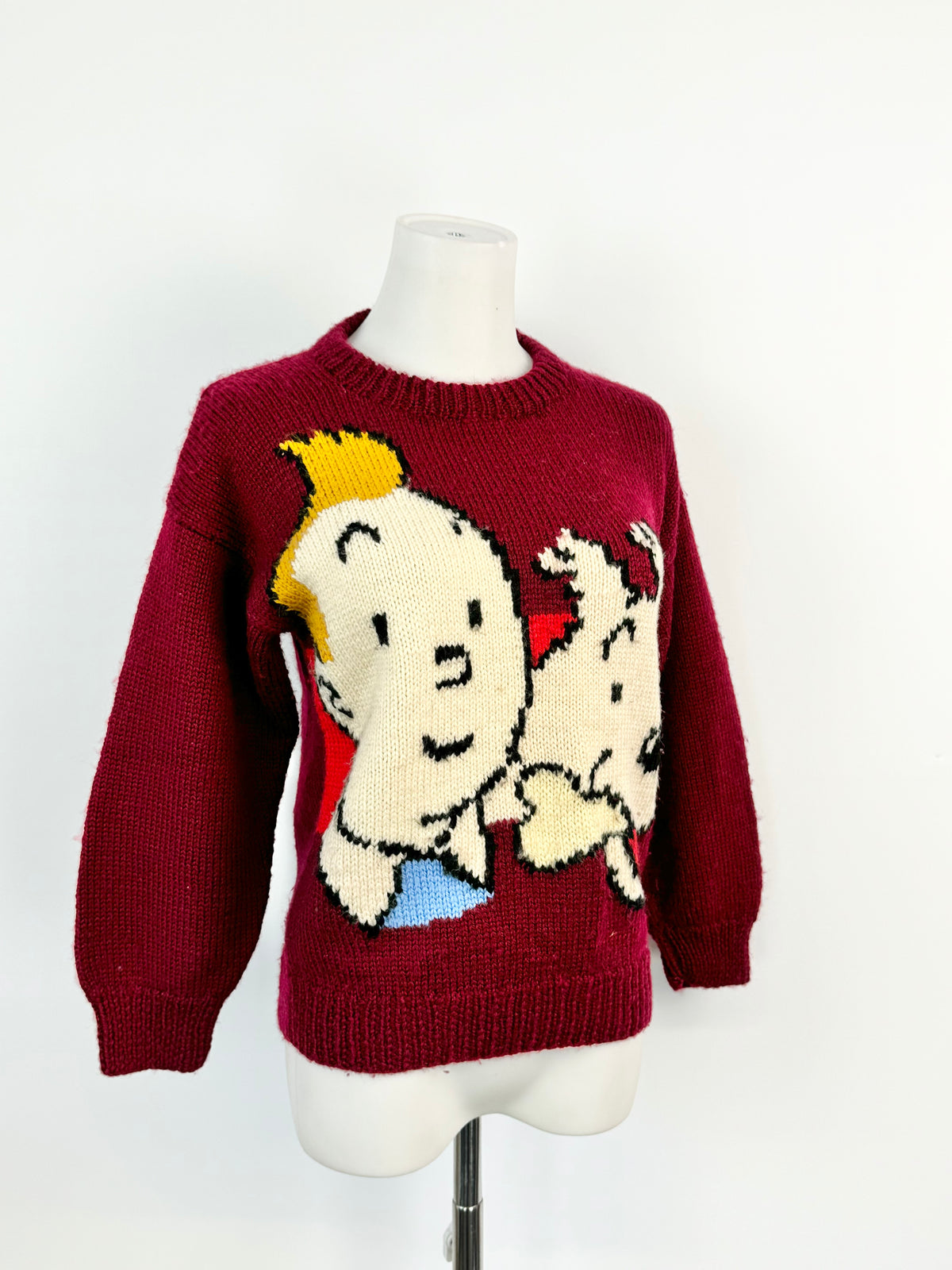 Hand-Knitted Burgundy Tin-Tin Jumper - AU8