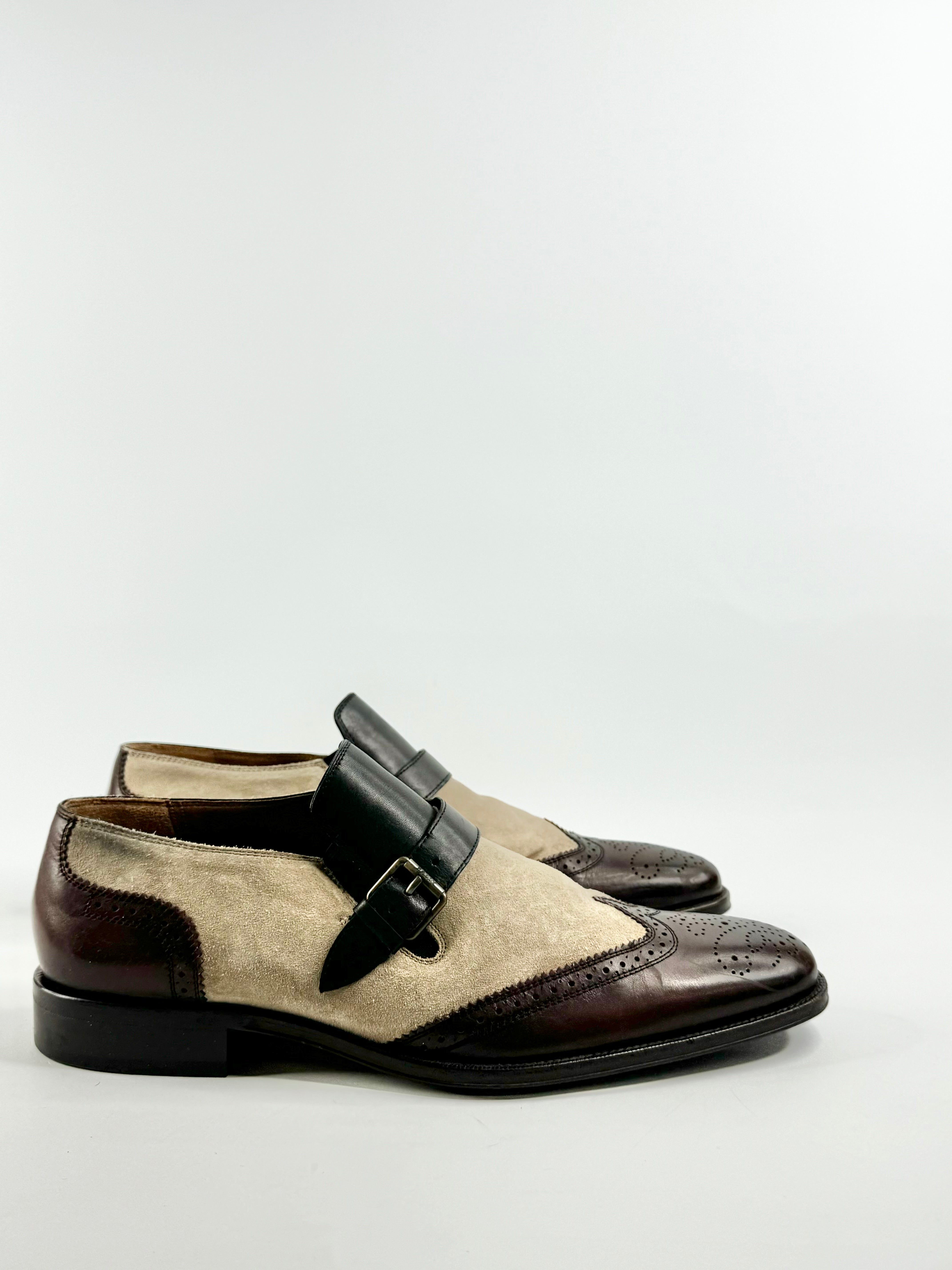 Bally Deep Mahogany & Sand Beige & Leather Brogue Loafers - US11