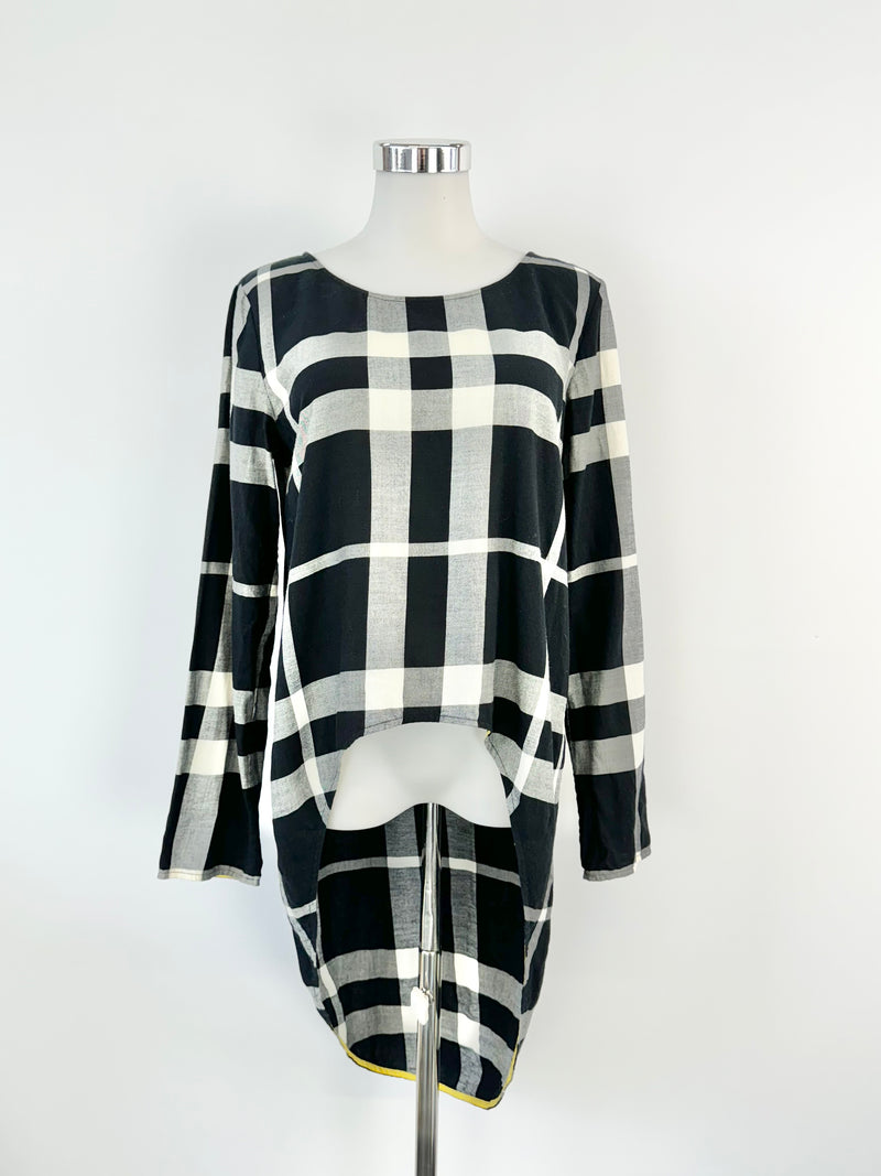 Sass & Bide Black & White Plaid Long Sleeve Top - AU8