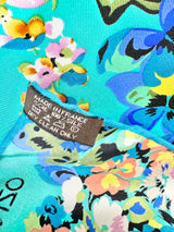 Kenzo Turquoise Floral Silk Scarf