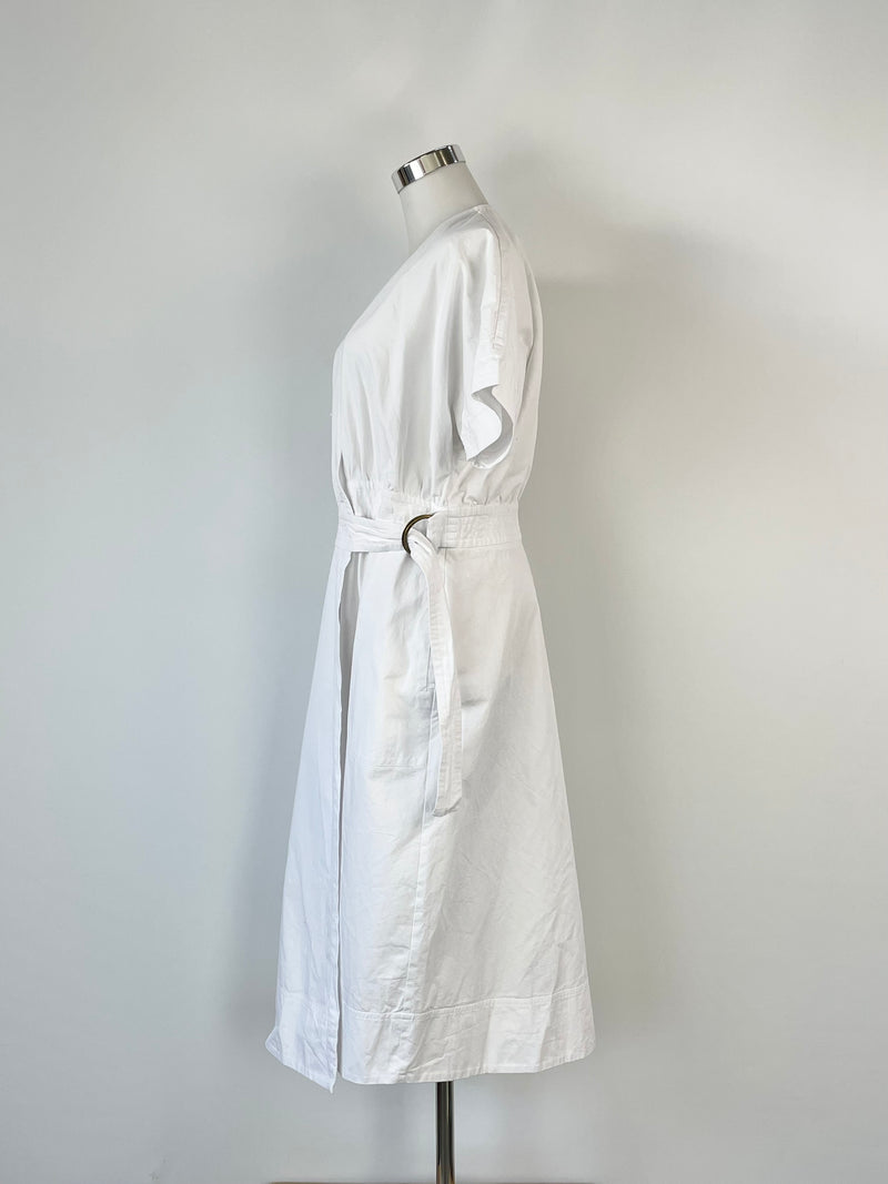 Morrison White Crisp Cotton Wrap Dress - AU8