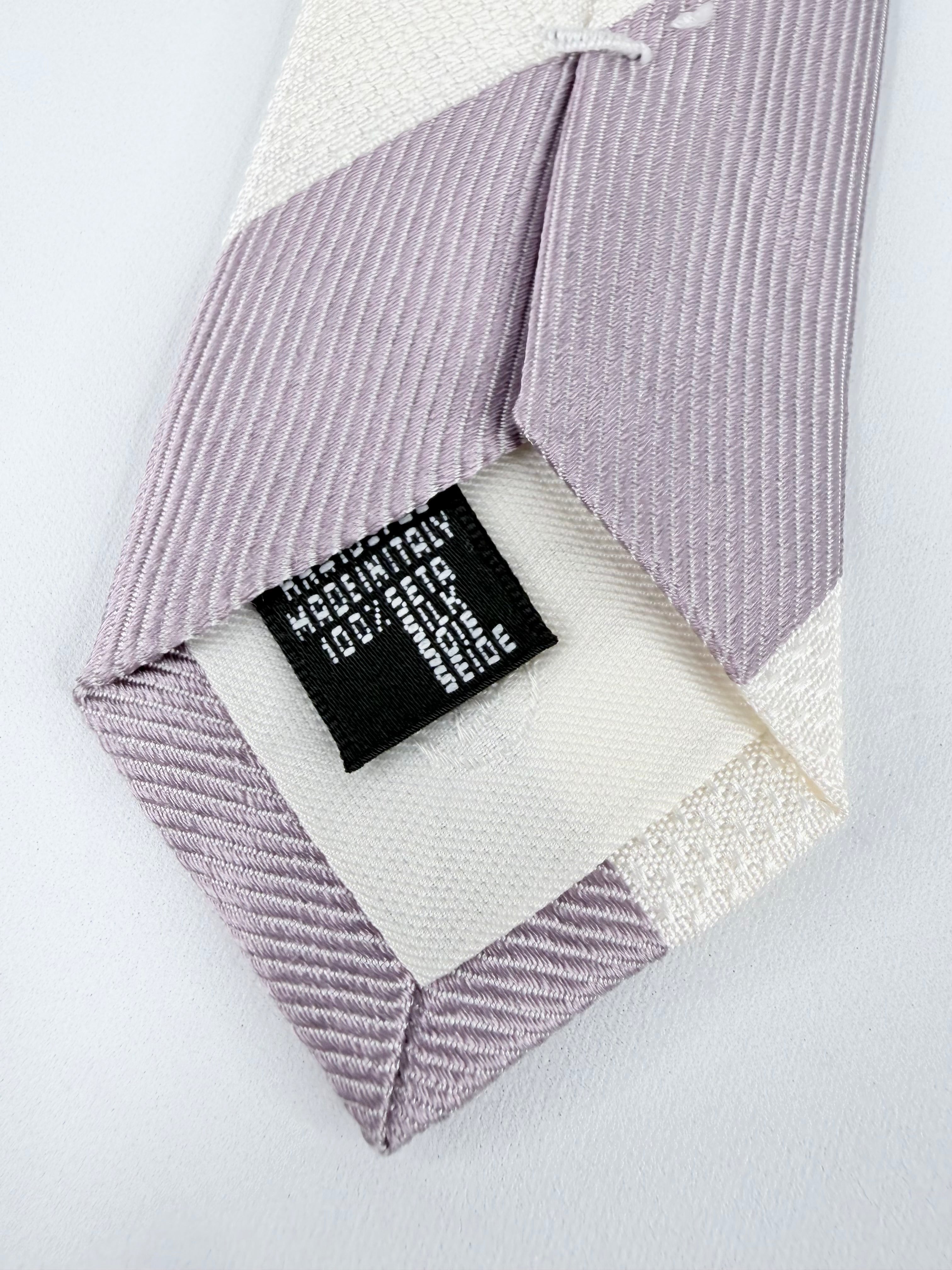 Giorgio Armani Mauve & Ivory Striped Silk Tie
