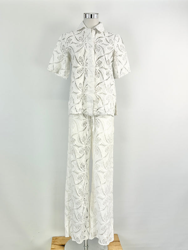 O.P On Parks Sheer White Lace Two Piece - AU8/6