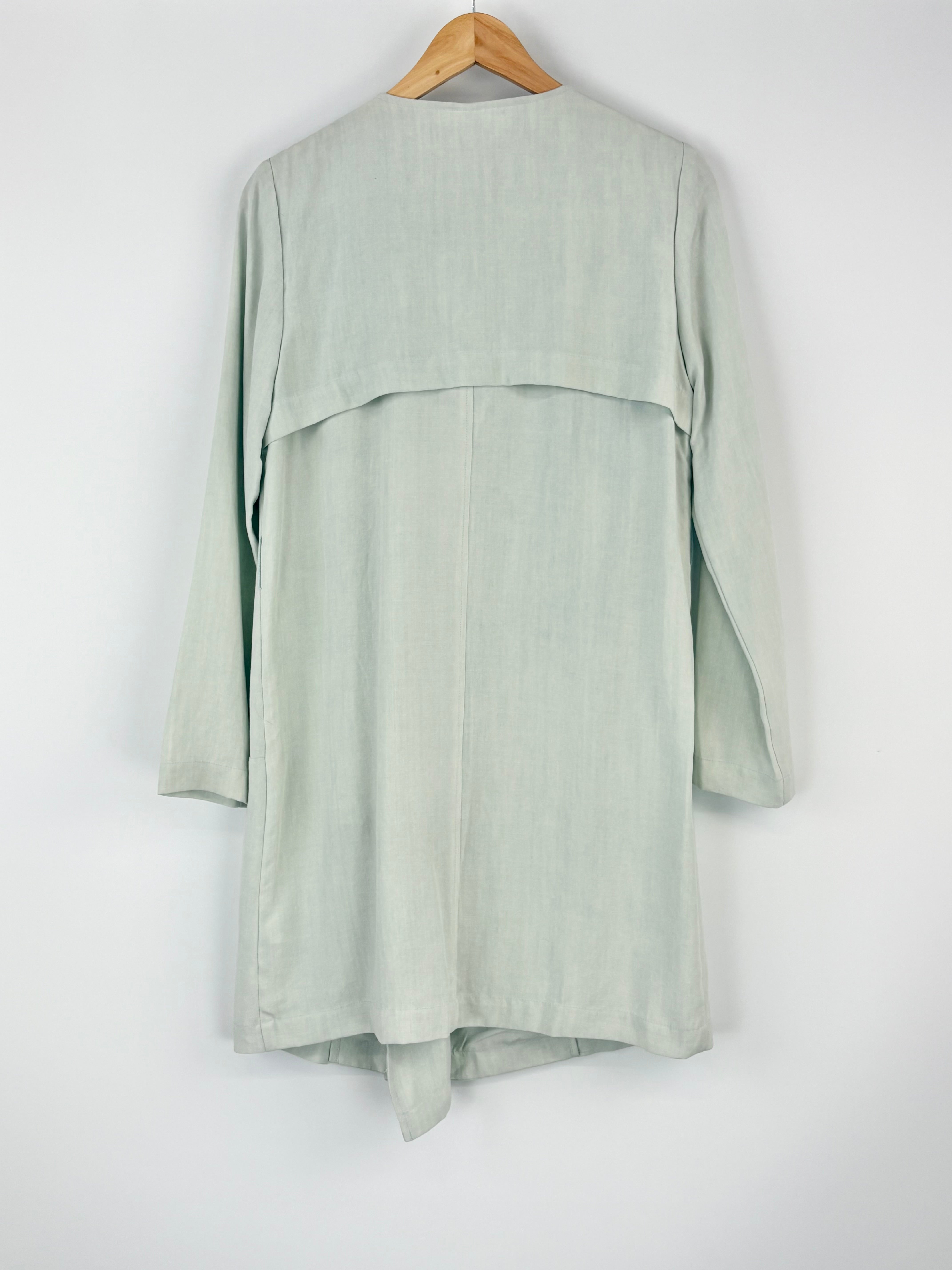 Ella Sanders Pale Sage Asymmetric-Button Up Summery Jacket - AU6/8
