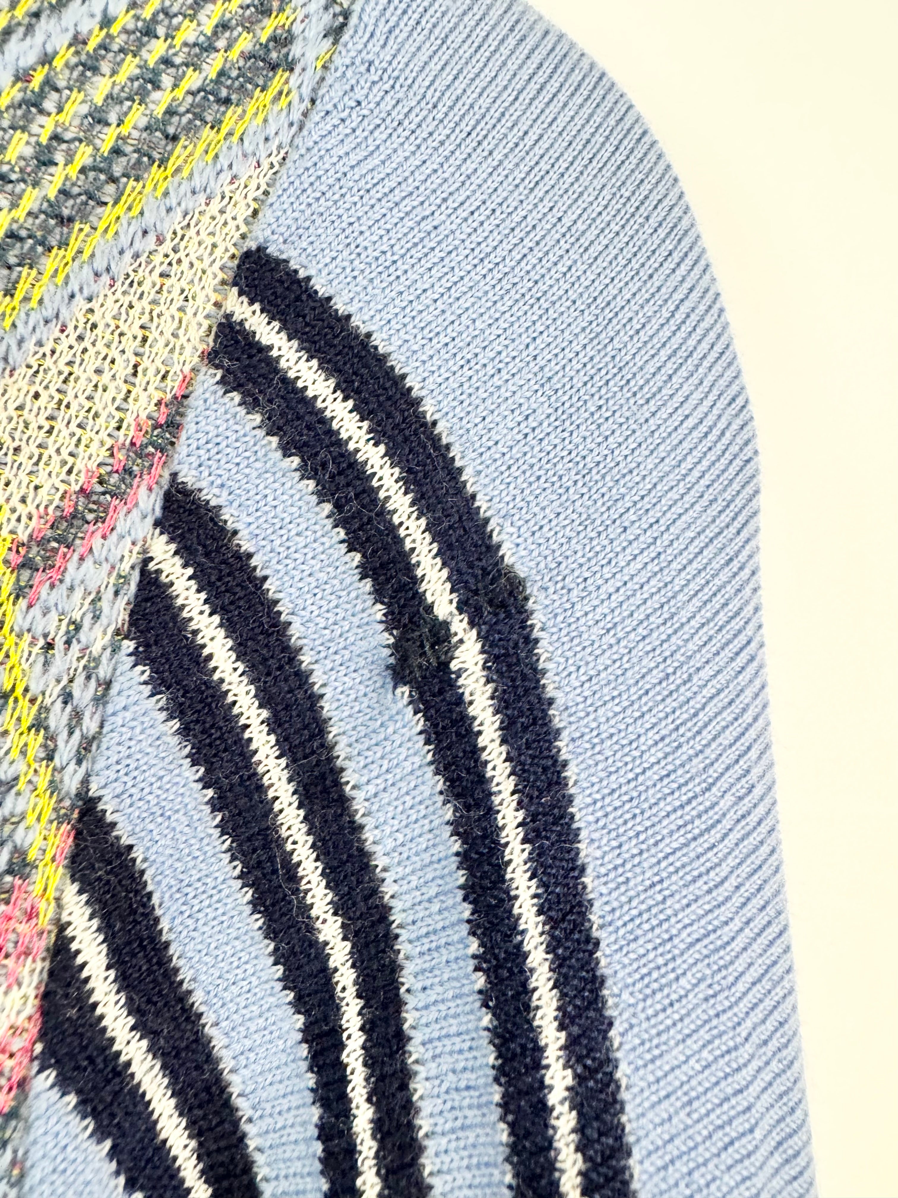 Kenzo Pale Blue Plaid Patterned Knit Cardigan - AU8