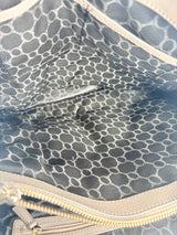 Oroton Beige Leather & Monogrammed Panel Handbag
