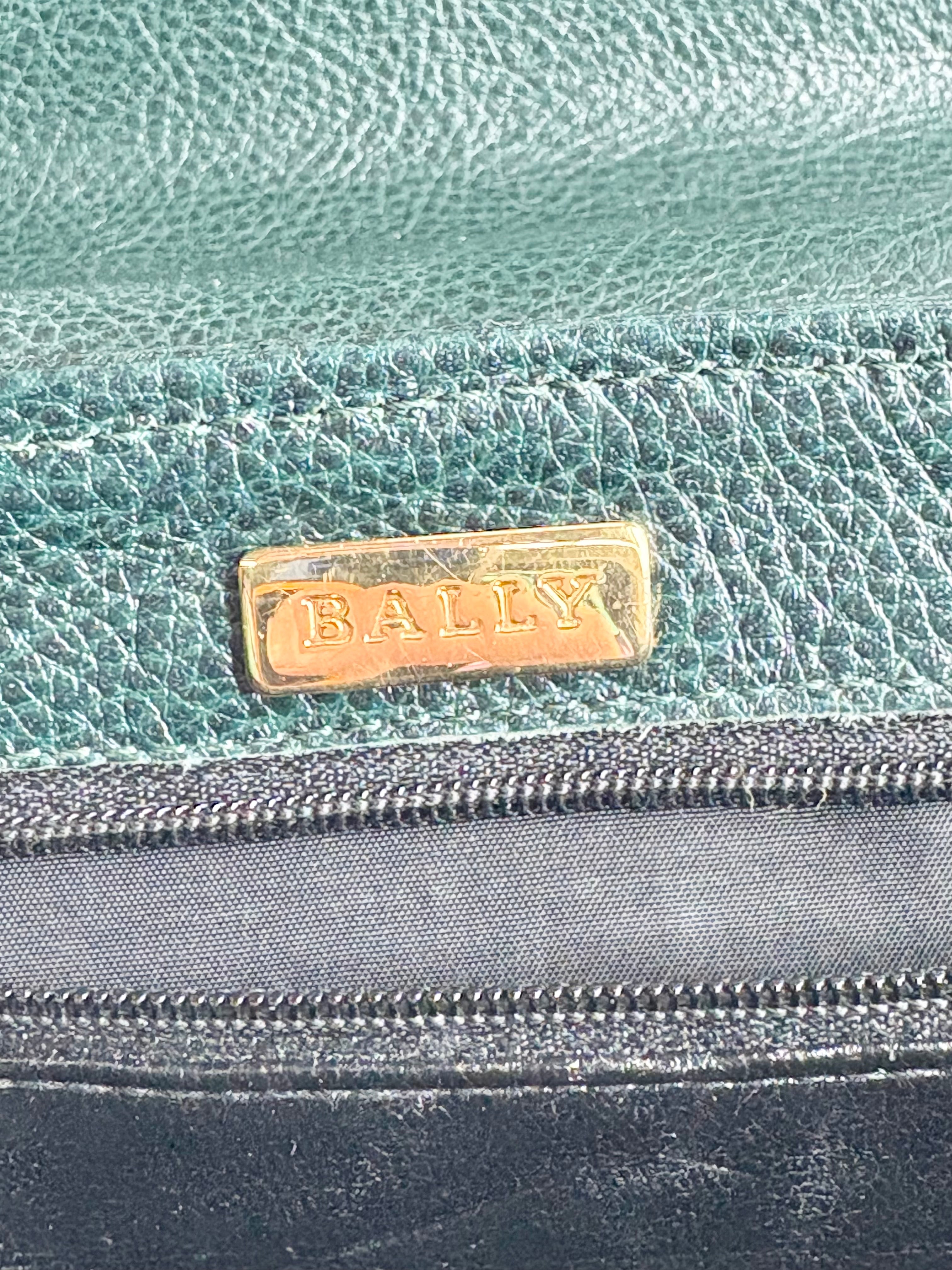 Bally Two-Tone Green & Mahogany Leather Shoulder Bag