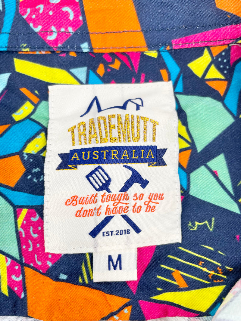 Trademutt Multicolour Geometric Pattern Long Sleeve Work Shirt - M