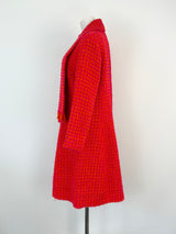 Vintage 60s Allen Gar Fuchsia & Orange Woven-Wool Dress - AU8