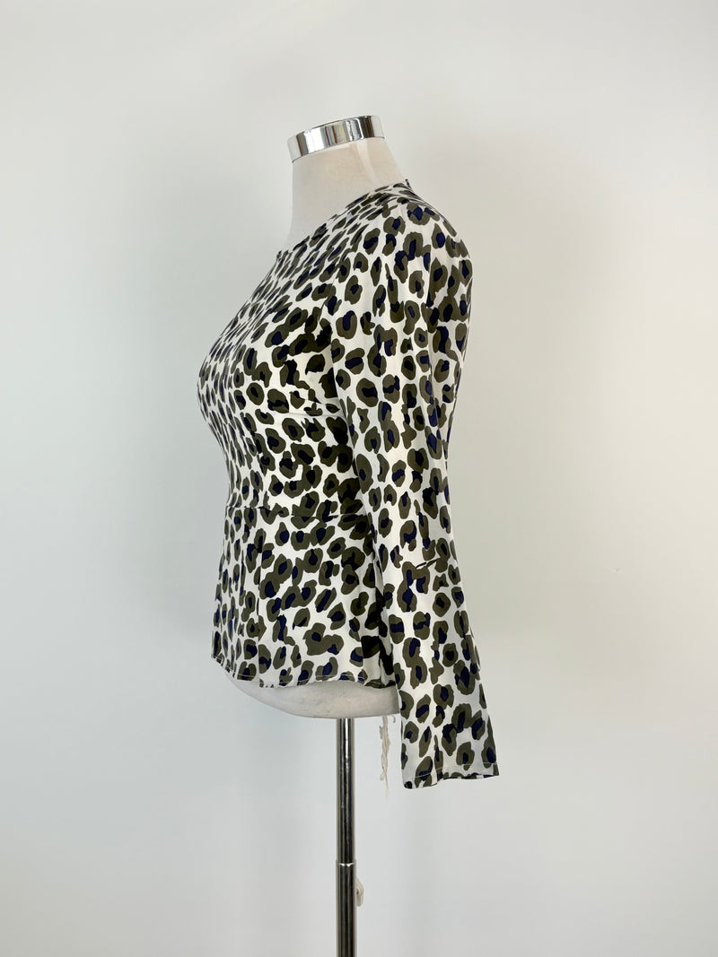 Grace Melbourne Silk Animal-Style Print Peplum Top - AU12