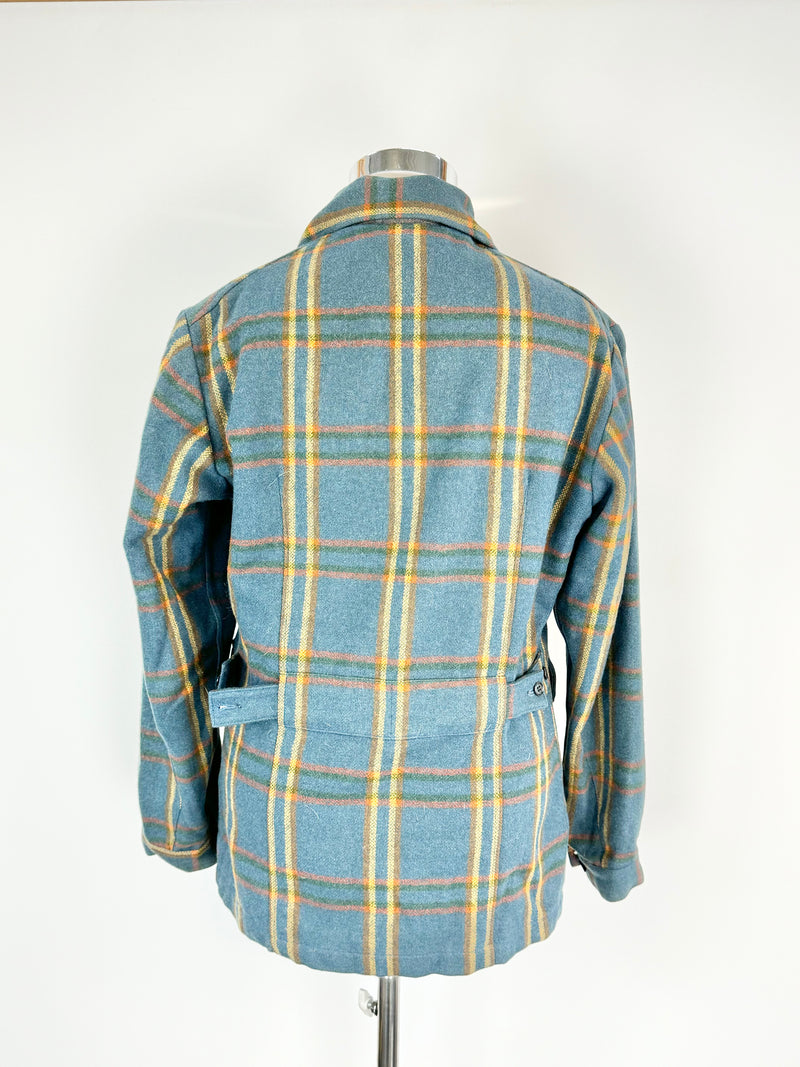 Swanndri Ocean Blue Plaid Wool Jacket - AU10/12