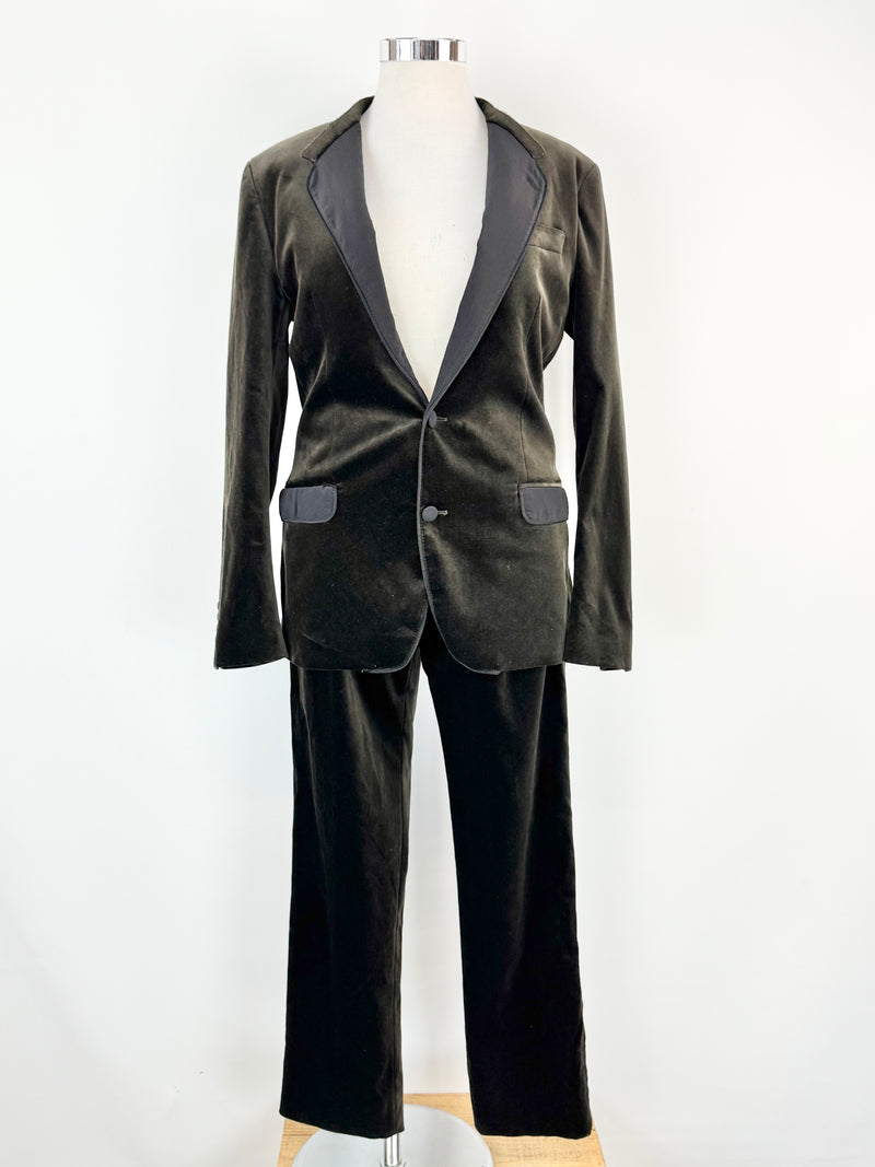 Dolce & Gabbana Wood Deep Brown Velvet Suit - 50