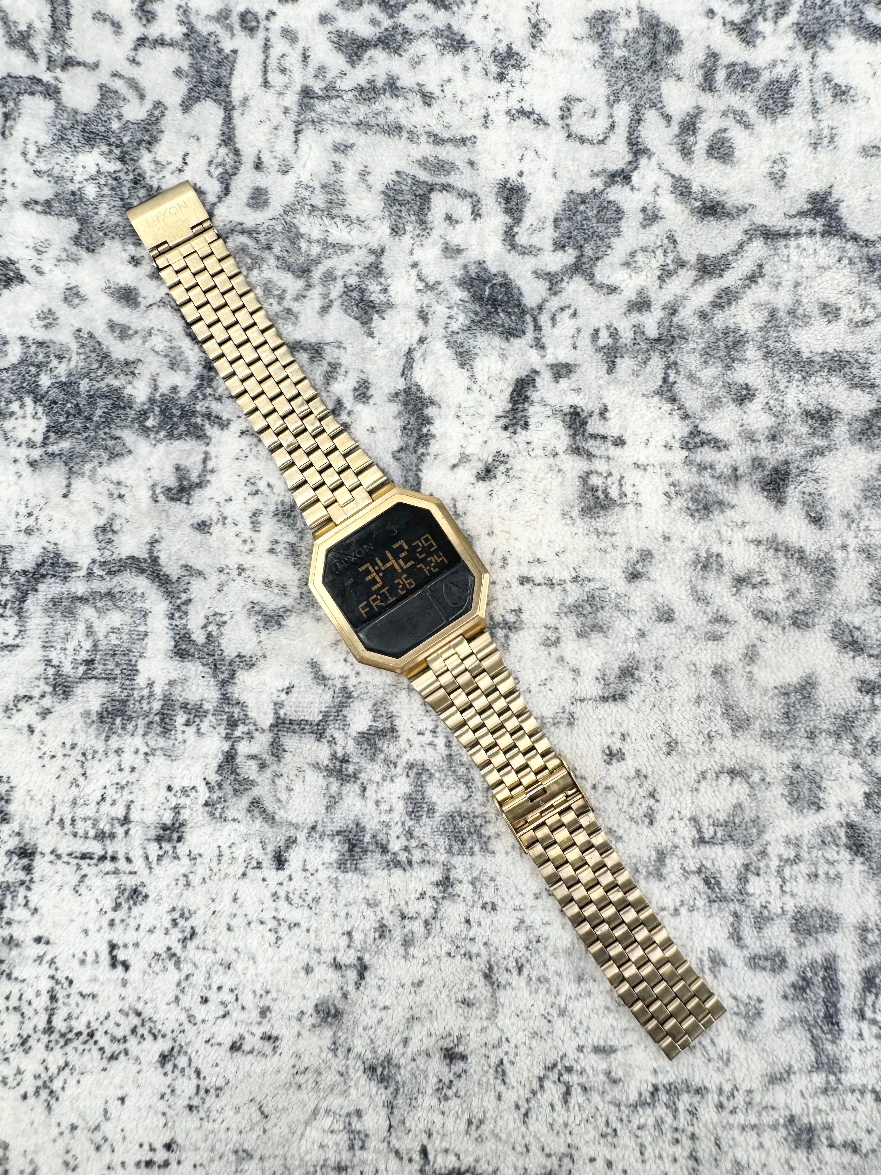 Nixon Gold Tone Black Face & Screen Robot Rock 'The Re-Run' Watch