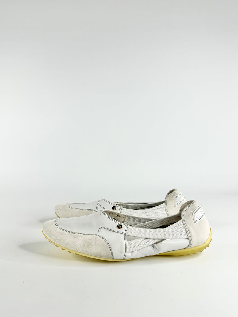 Tod’s White Leather & Suede Slip Ons - EU41