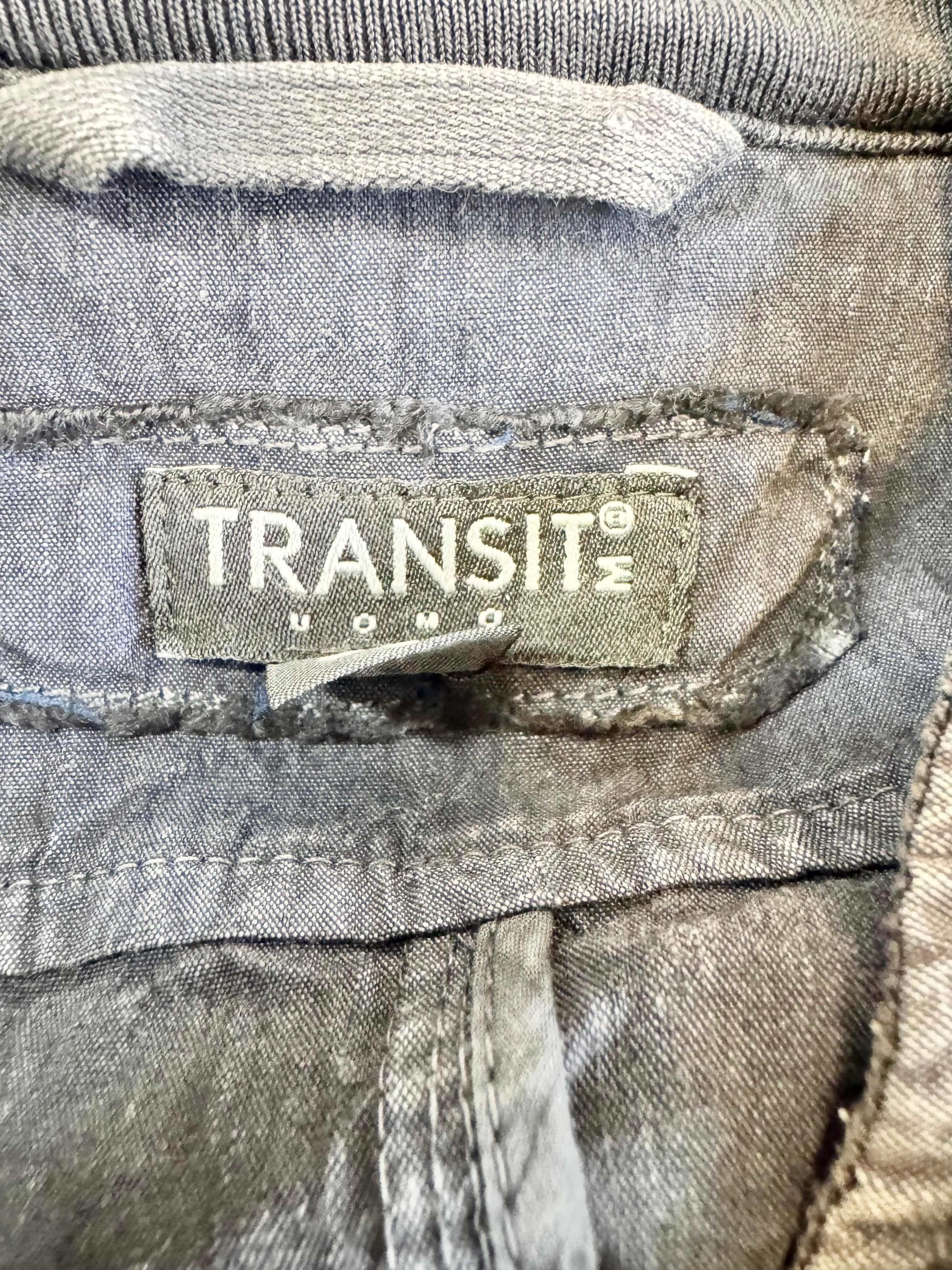 Transit Uomo Stone Blue Faded Linen Blend Zippered Top - AU10/12