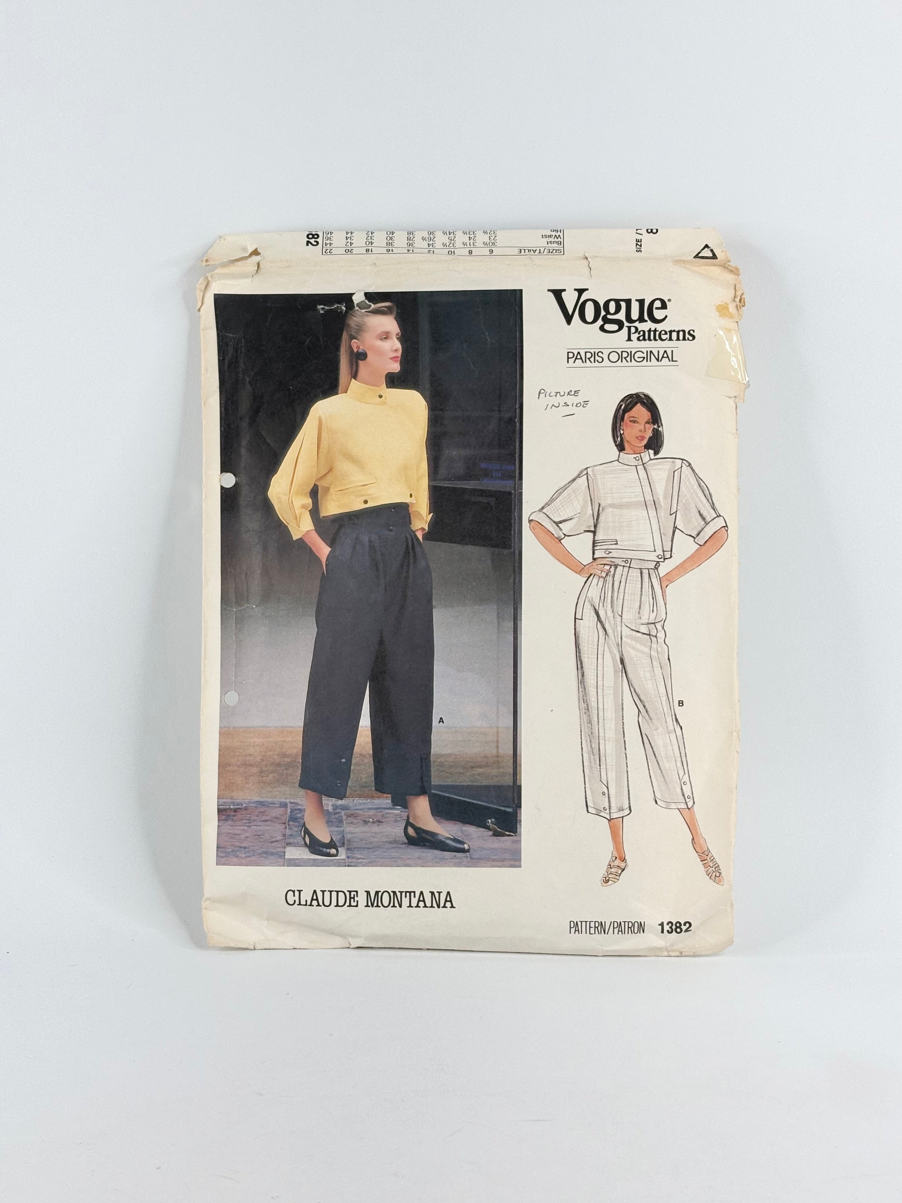 Vogue Paris Original Claude Montana Top & Pants: No. 1382 - Size 8