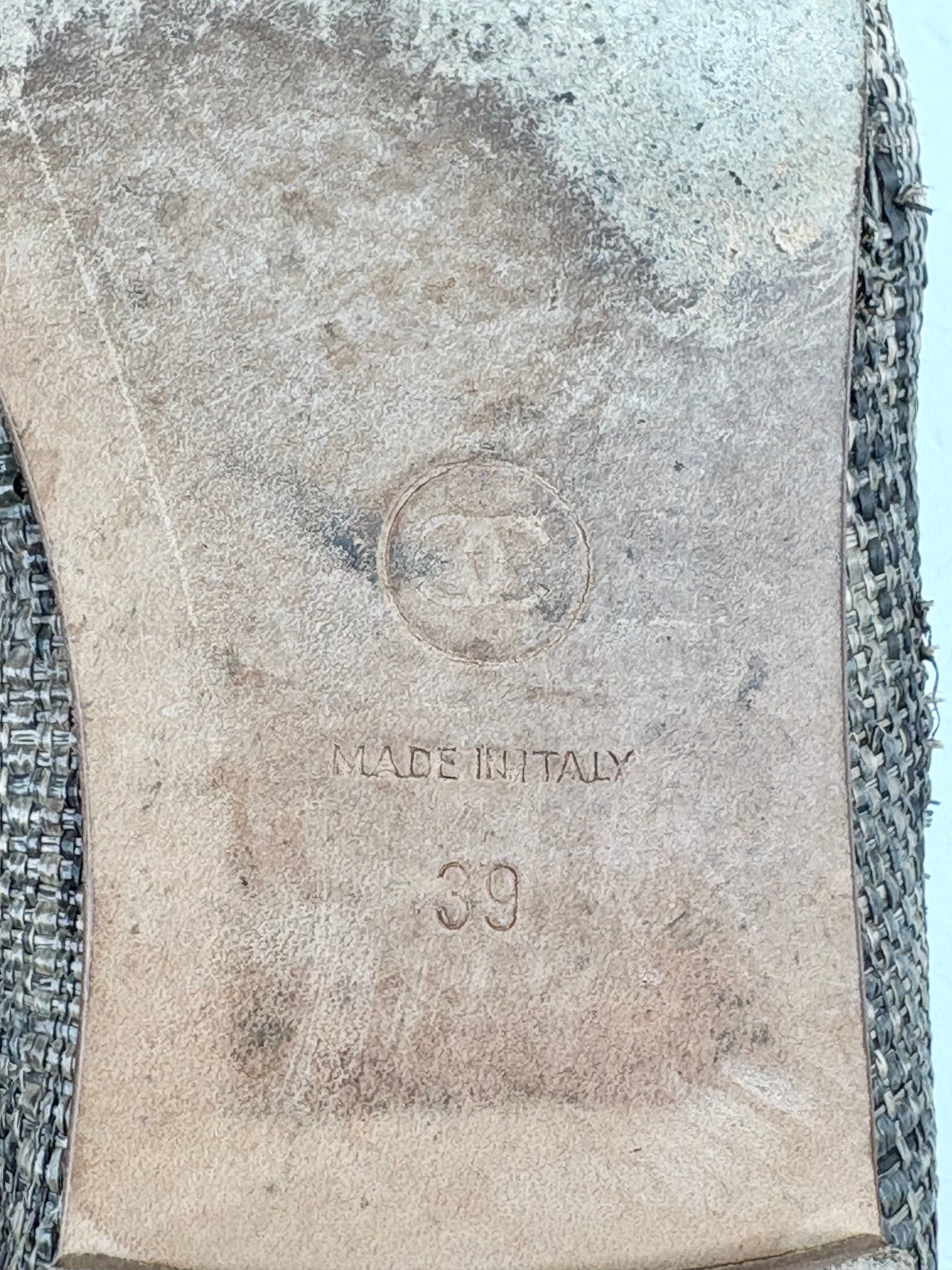 Chanel Gold Toe Leather & Hessian Ballet Flats - EU39