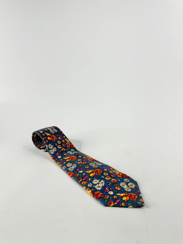 Nina Ricci Blue Silk Floral Tie