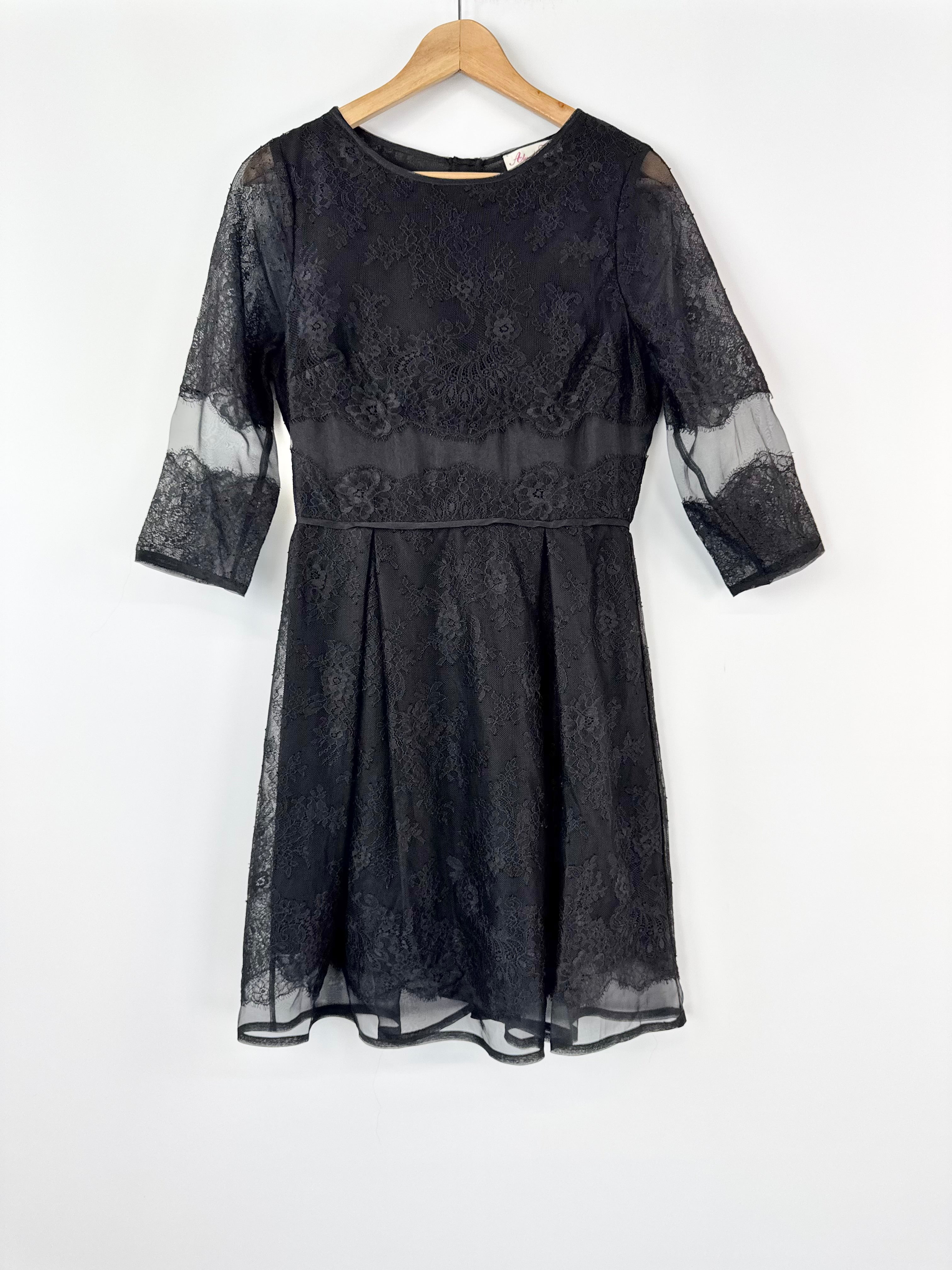 Alannah Hill Black Half Sleeve Lace Dress - AU10