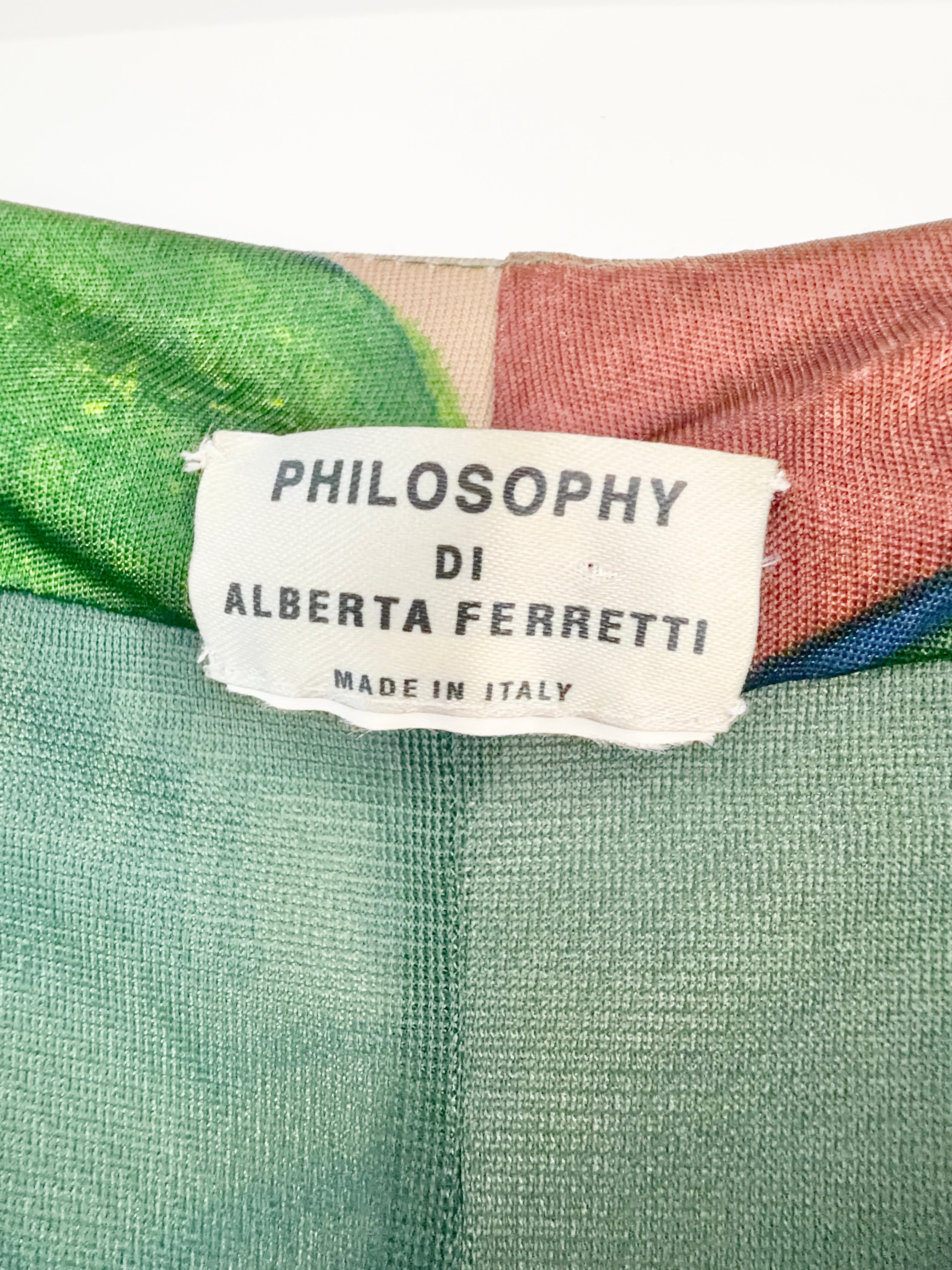 Philosophy di Alberta Ferretti Green Floral Jersey Midi Dress - AU10