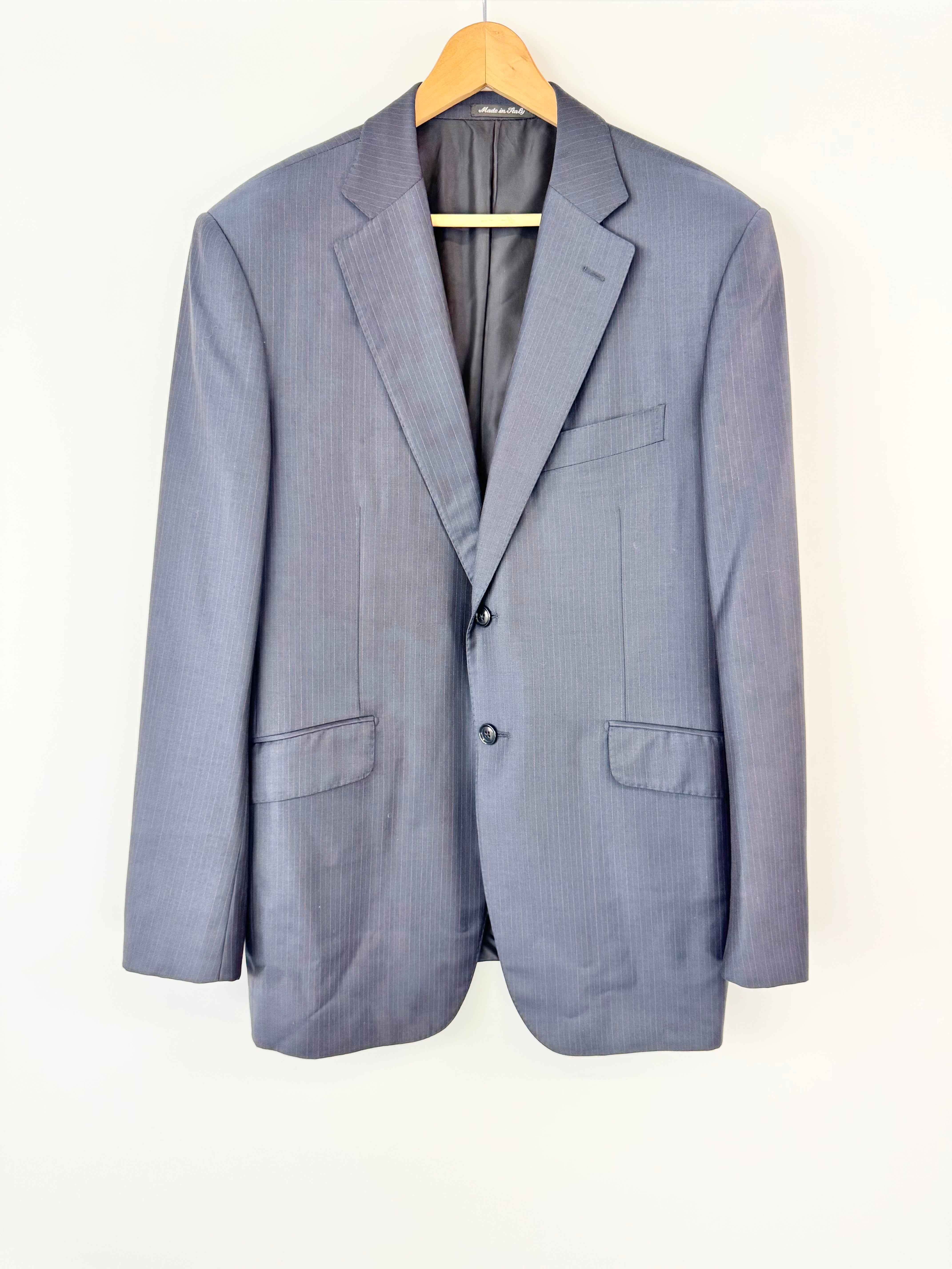 Pal Zileri Blue Pinstriped Wool Blazer - L