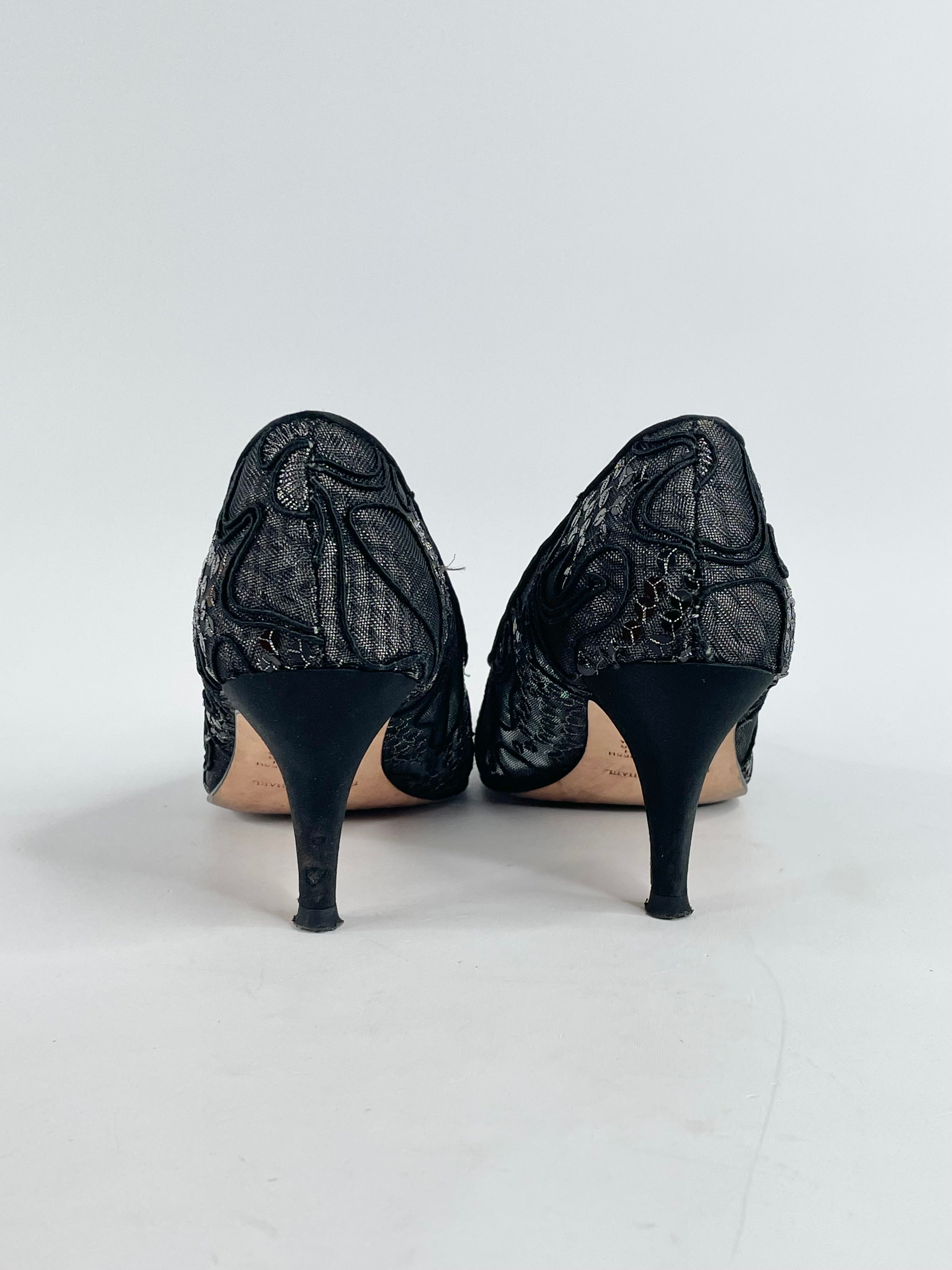 Filippo Raphael Black Lace Mesh 'Moonlight' Pumps - EU38