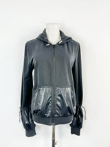 Love Moschino Black Puff Sleeve Black Zippered Hoodie - AU10