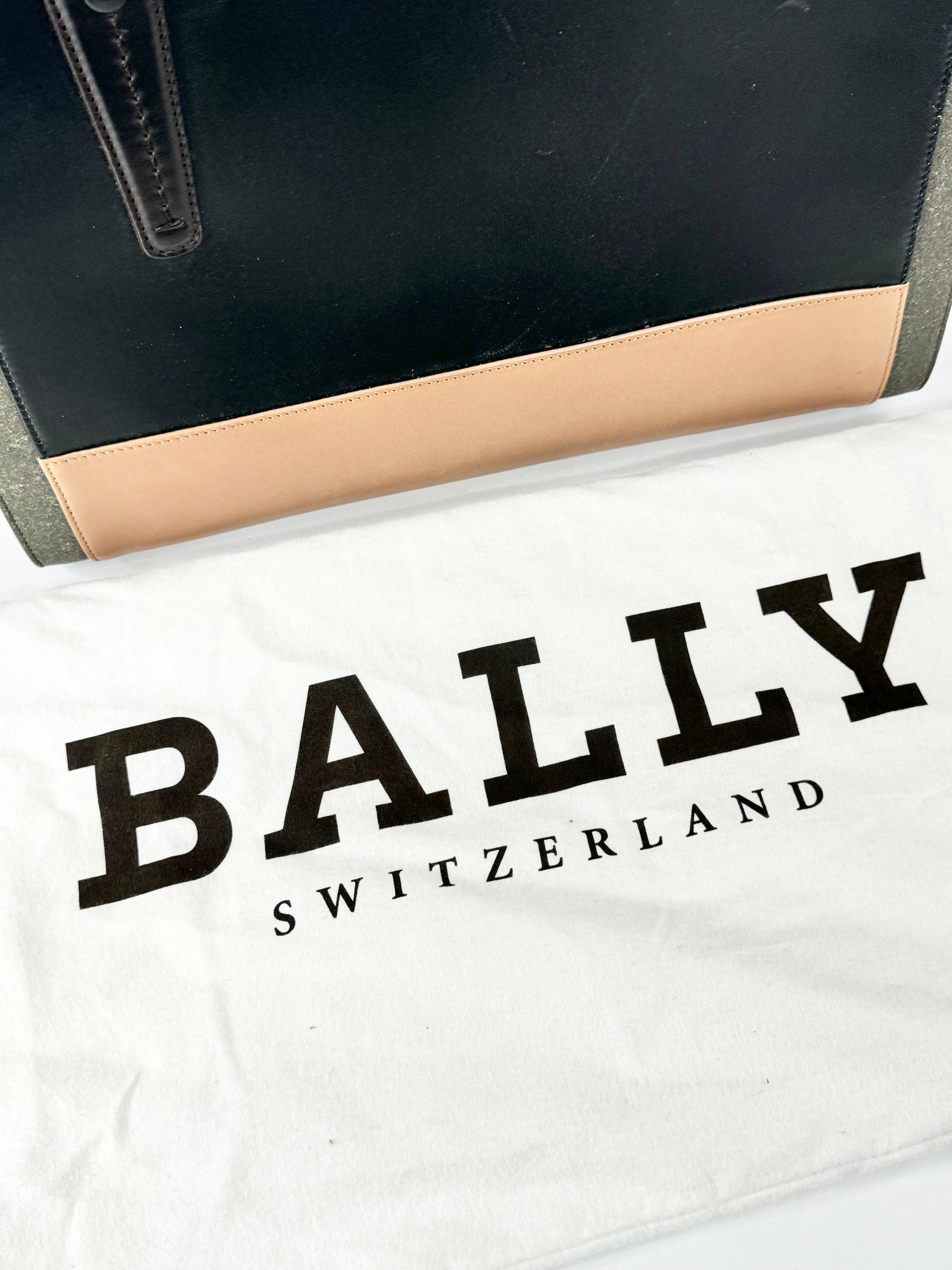 Bally Black Grey & Tan Tricolour Tote Bag