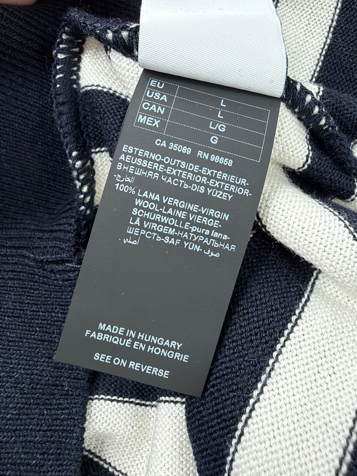 Paul & Shark Navy & White Rugby Stripe Fine Wool Sweater - L