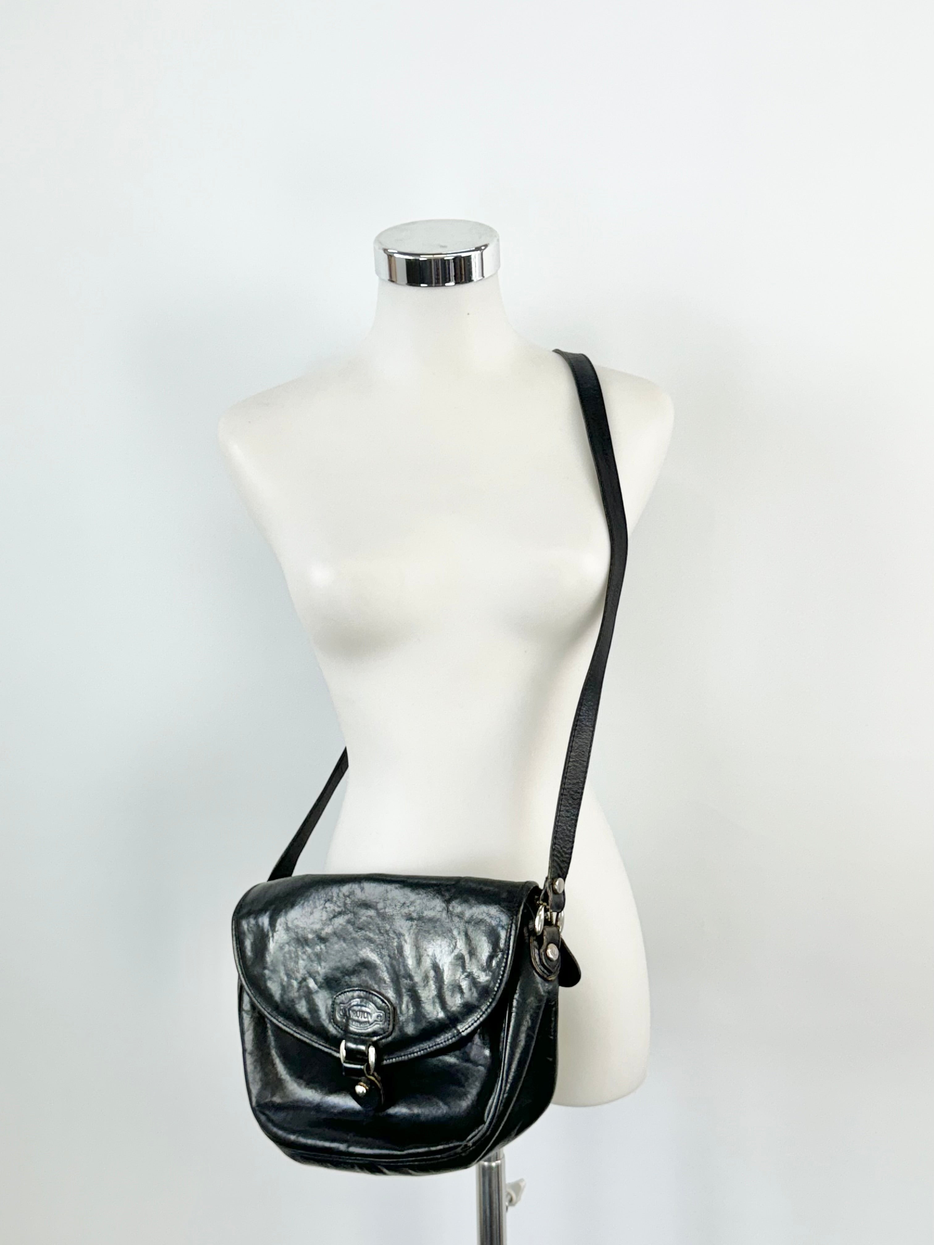 Vintage Oroton Black Saddle Bag