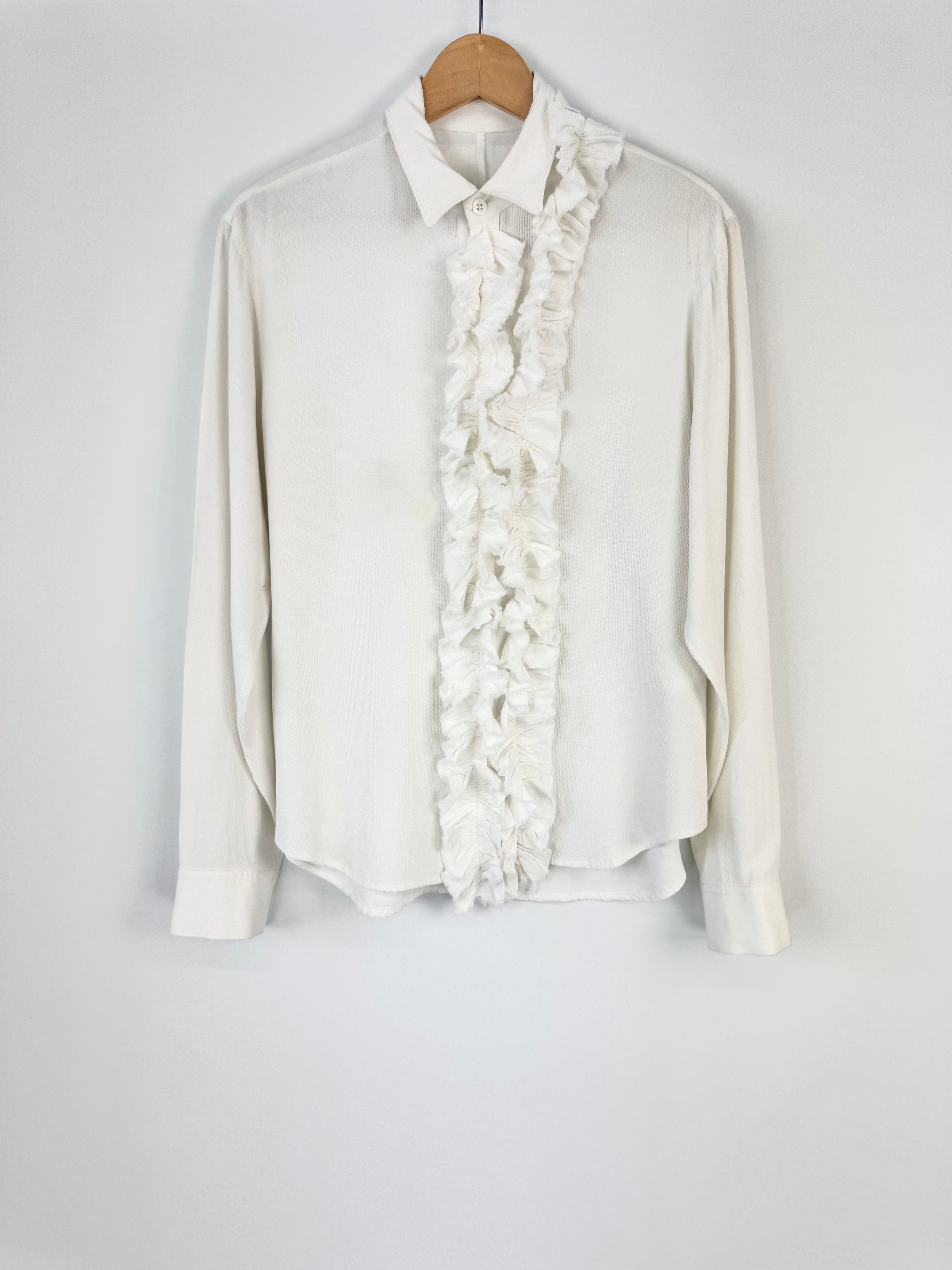 Y's Yohji Yamamoto White Frill Blouse - AU12/14