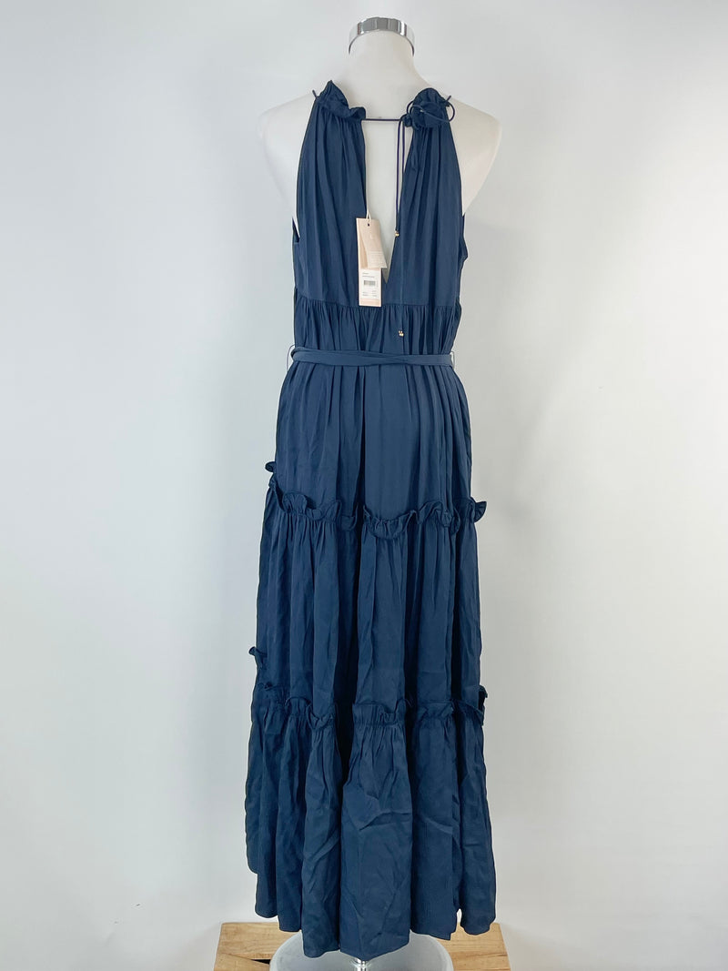 Keepsake Midnight Blue Tiered 'Mystery' Midi Dress - AU8