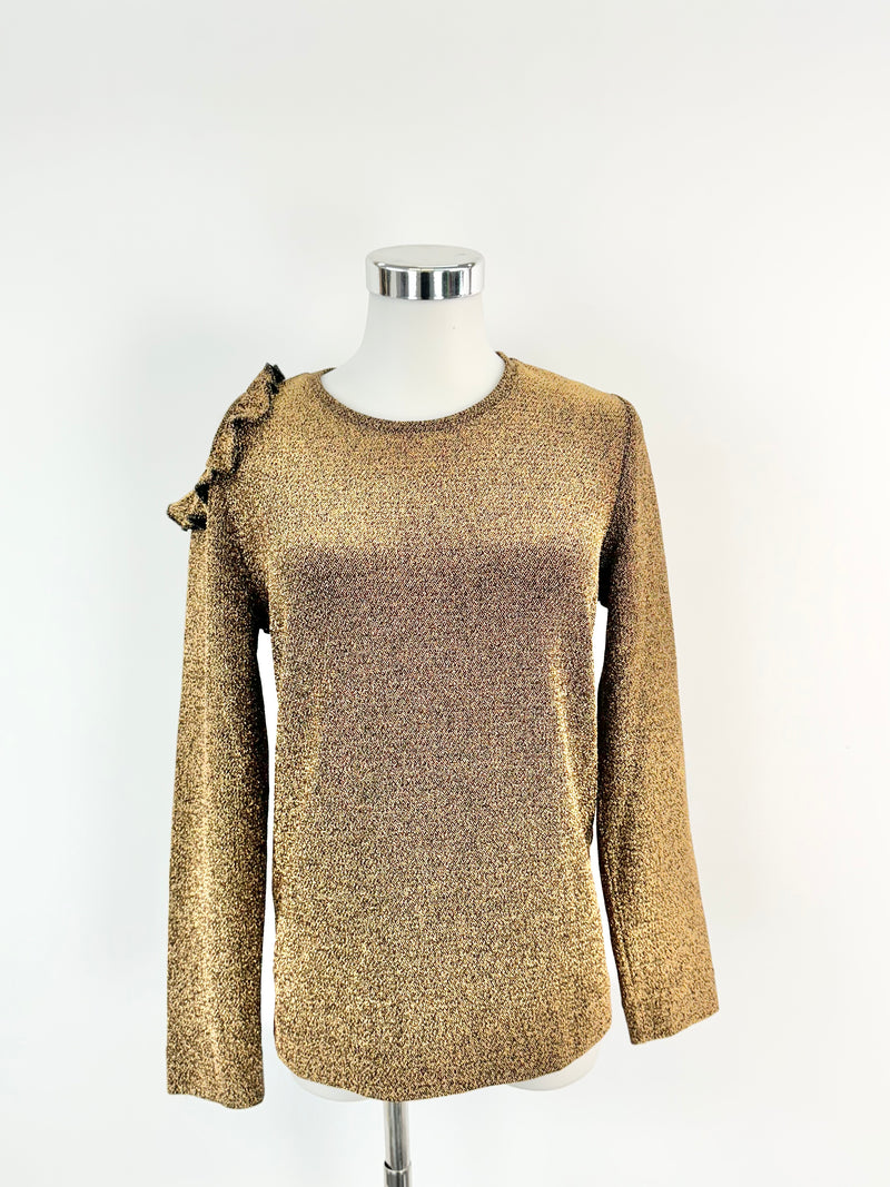 On Parks Gold Lurex Stretchy Long Sleeve Top - AU8