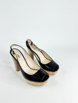 Prada Black Peep Top Platform Pumps - EU39.5