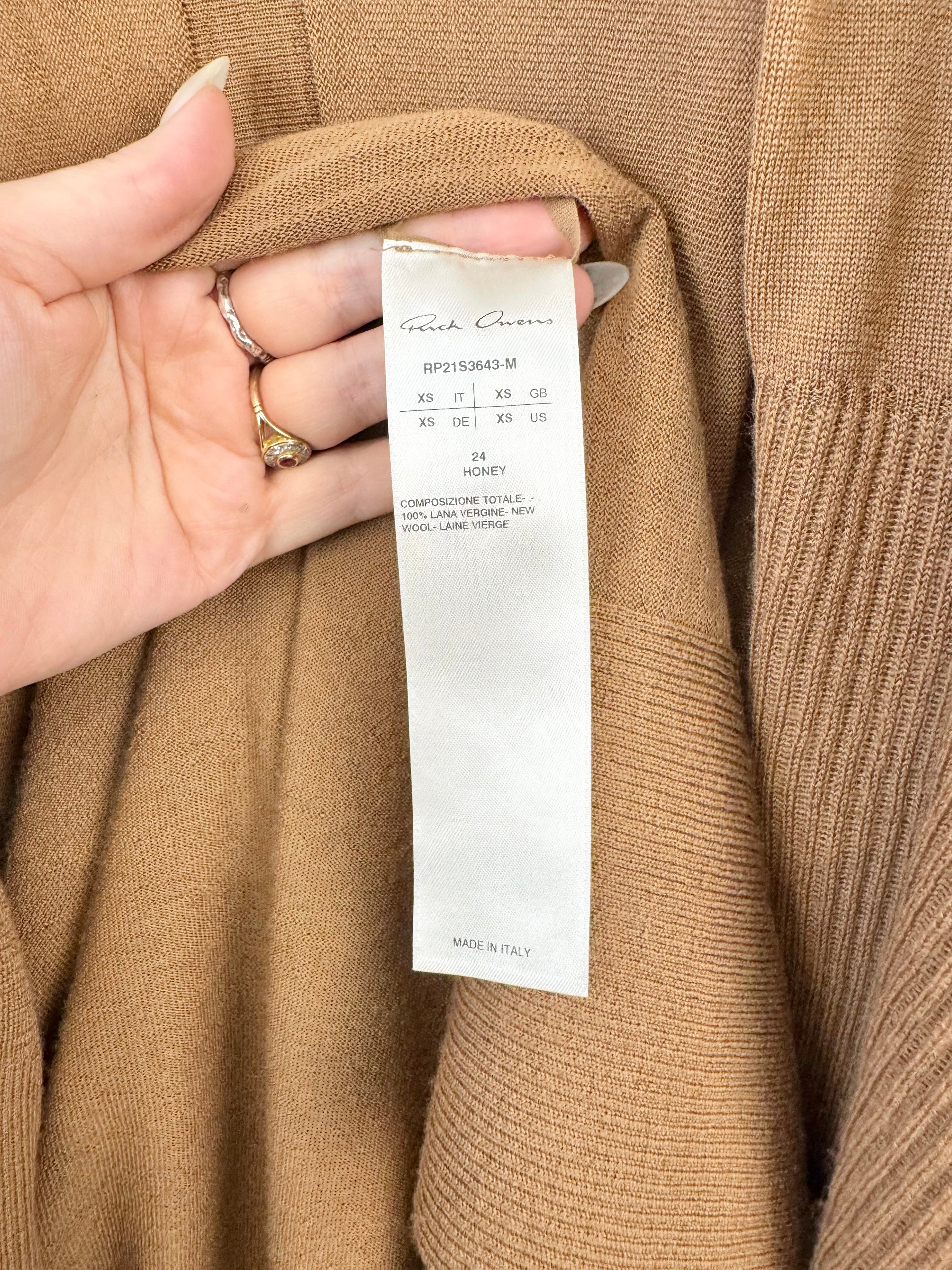 Rick Owens Phlegethon S/S21 'Honey' Waterfall Cardigan - AU6/8