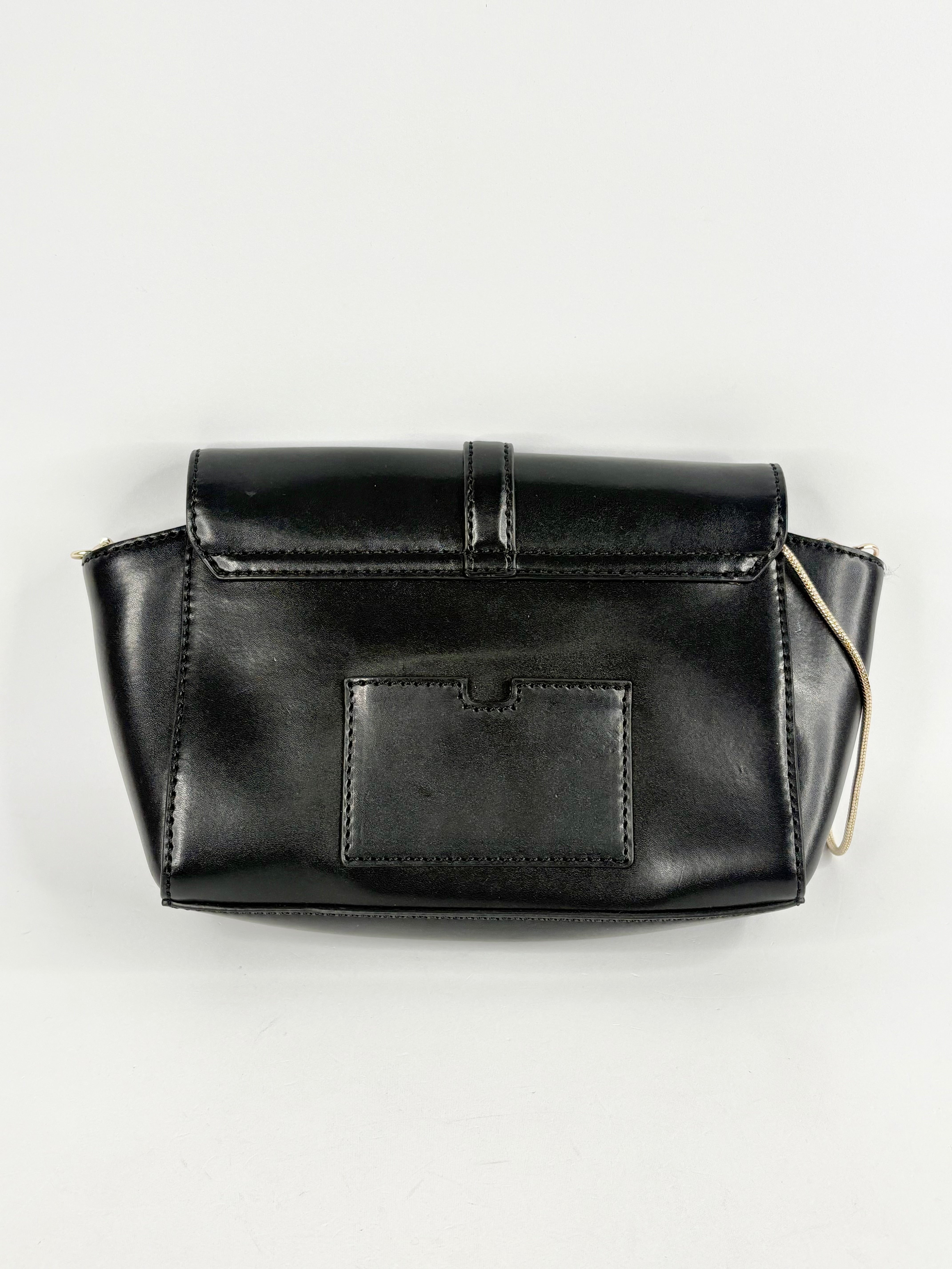 Kate Spade Black Leather Envelope-Style Shoulder Bag