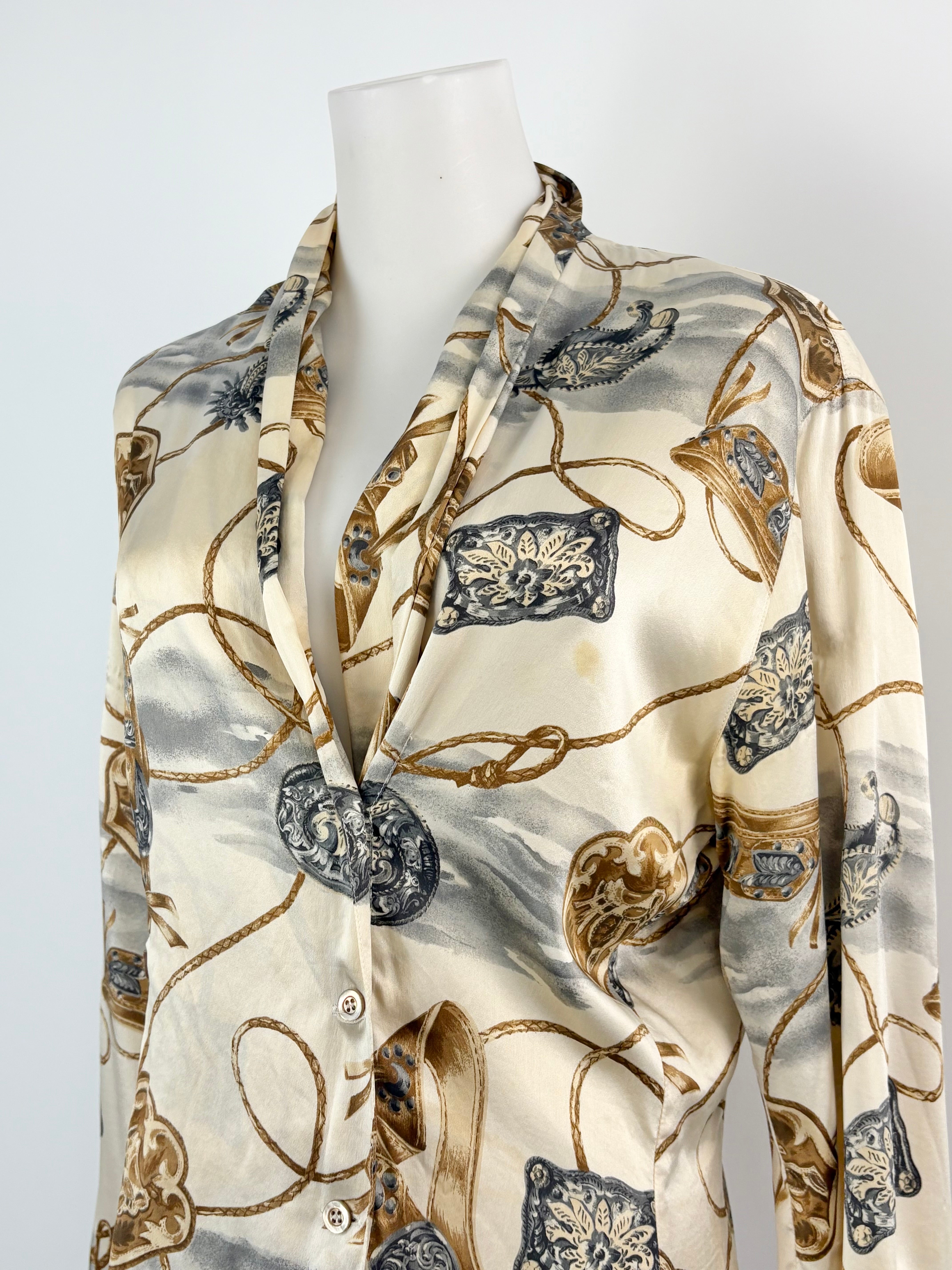Escada by Margaretha Ley Vintage Patterned Silk Blouse - AU10