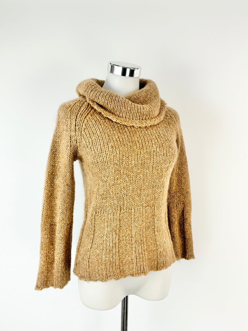 Armani Exchange Wool, Mohair & Silk Blend Tan Jumper - AU6/8