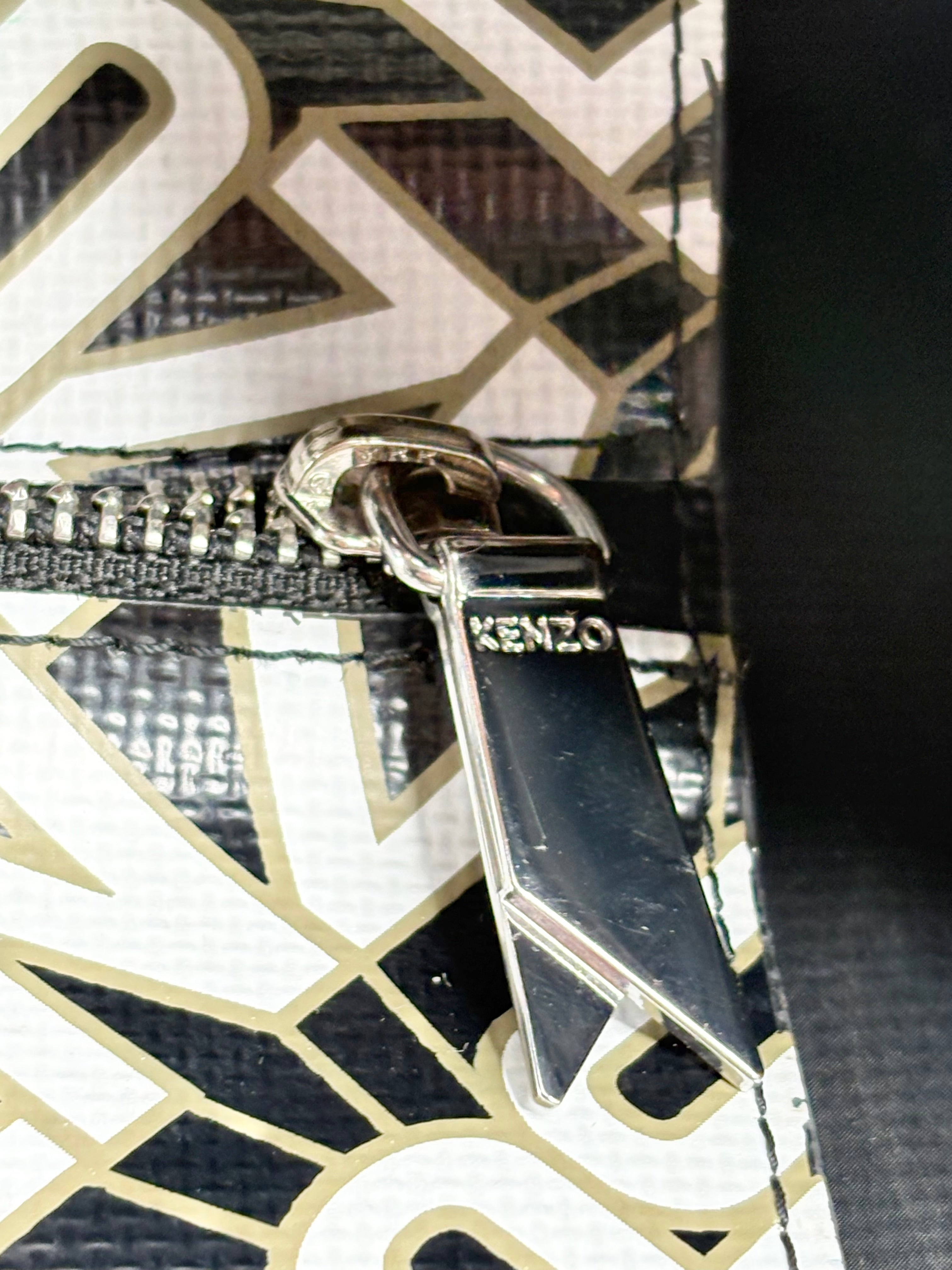 Kenzo Black & White Flying Logo PVC Tote Bag