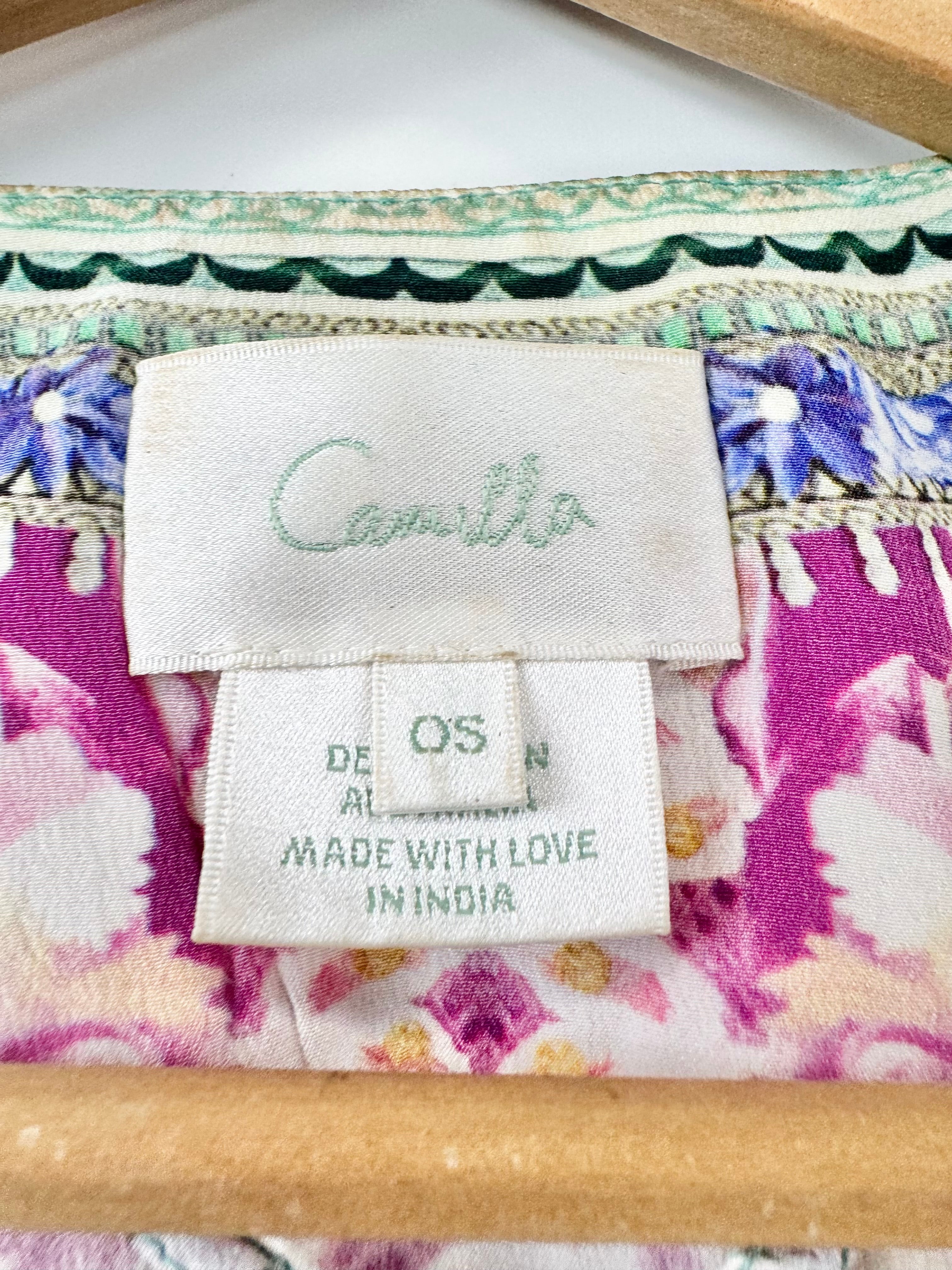 Camilla 'Garden State' Silk Robe with Tie - OSFA
