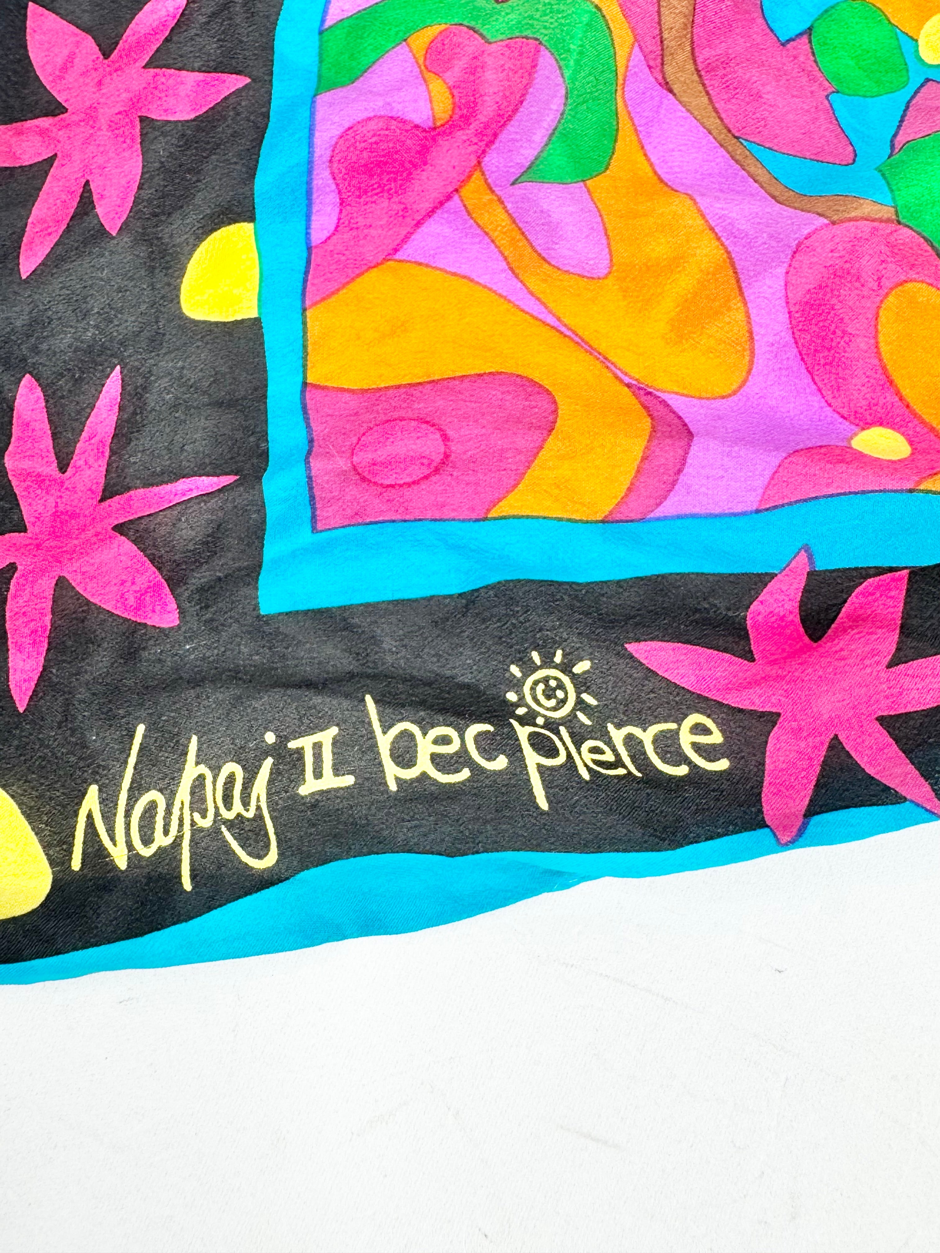 Vintage 80s Bec Pierce Silk Scarf