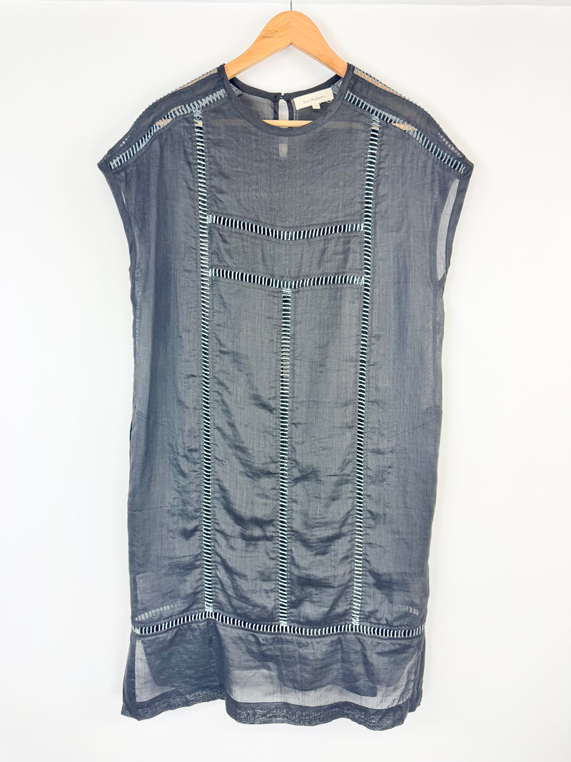 Lee Mathews Black Sheer Linen Dress - AU8/10