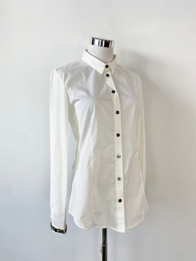 Burberry London White Jewel Cuff Shirt - AU8