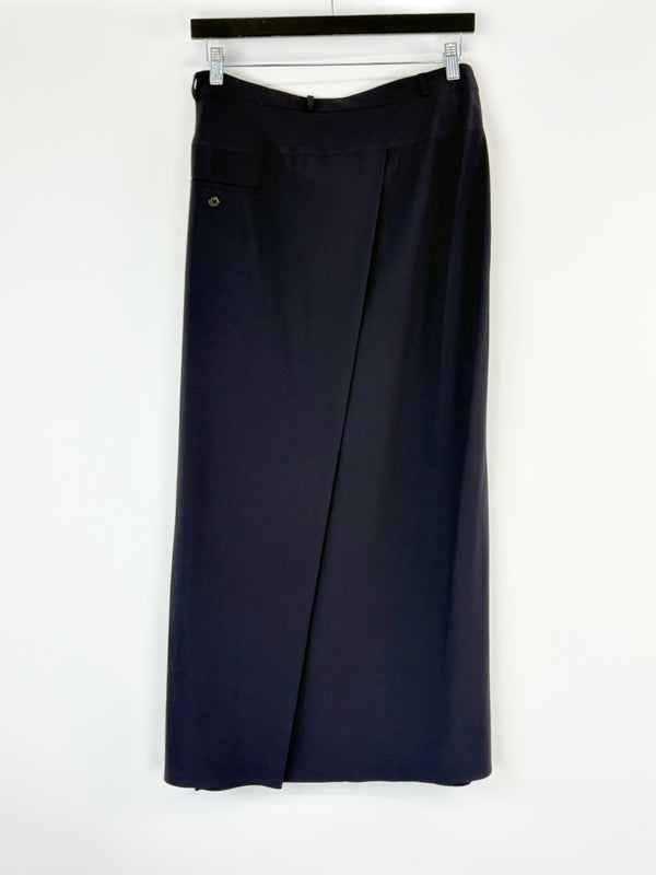 Marithé + François Girbaud Navy Blue Folded Pleat Maxi Skirt - AU14