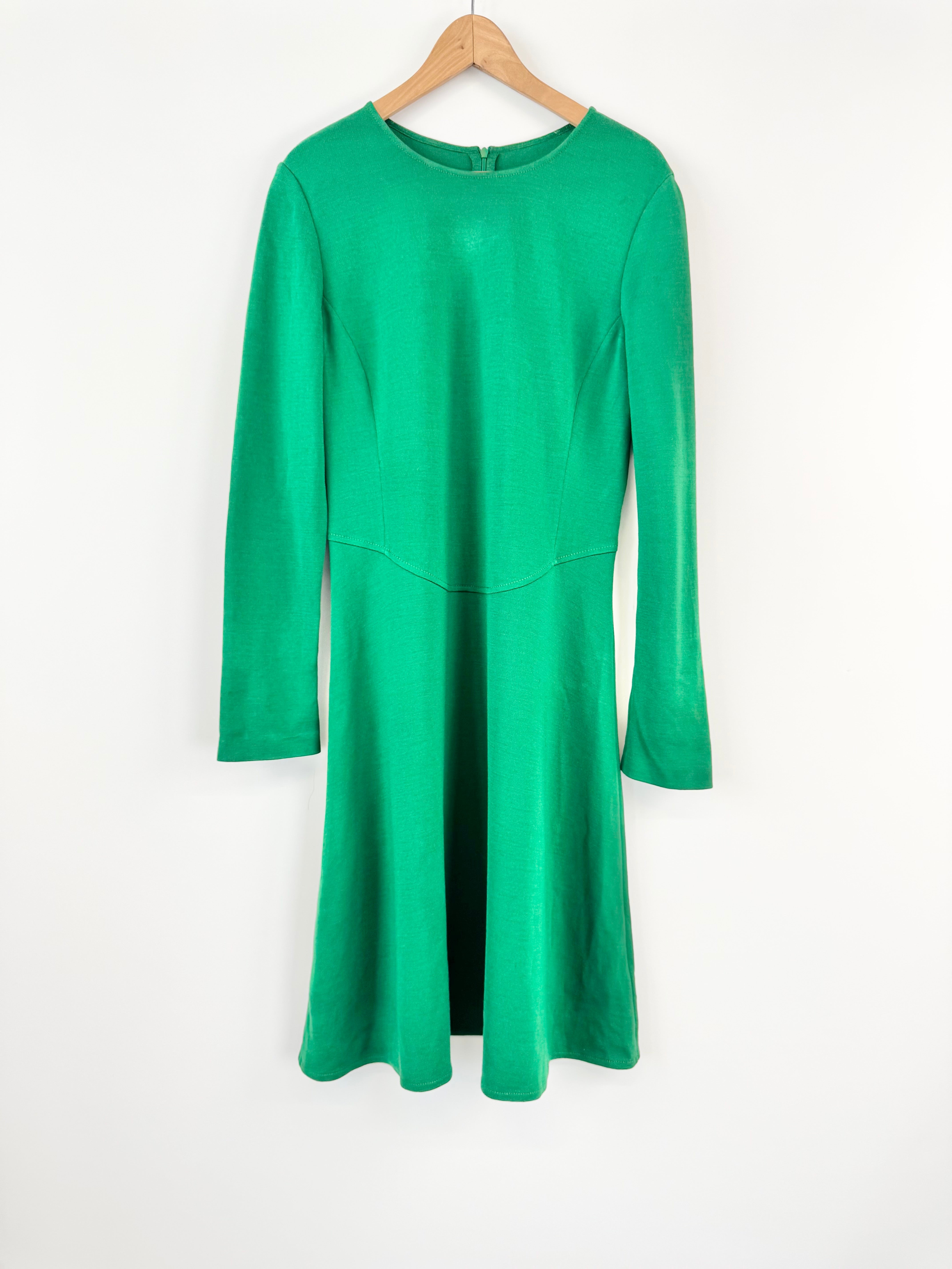 St John Emerald Green Wool Blend Dress - AU14/16