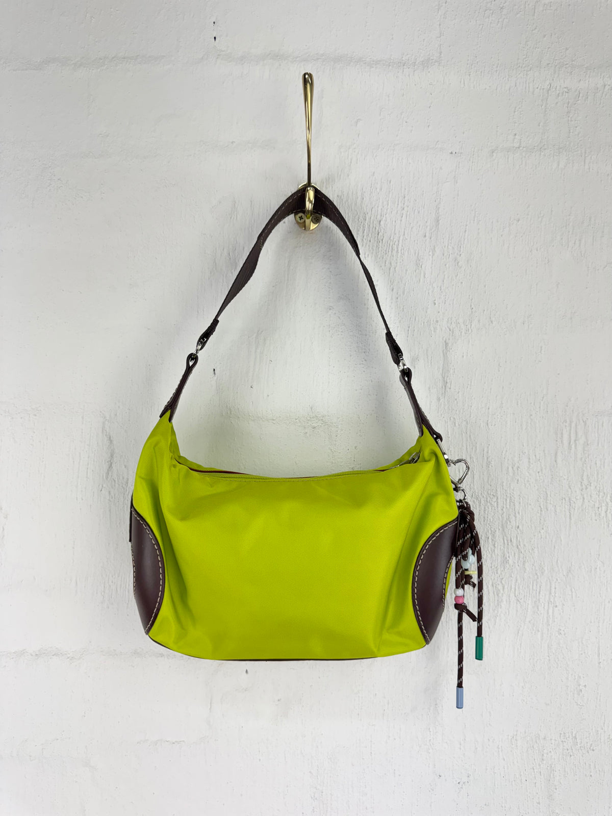 Lancel Lime Green Nylon Shoulder Bag